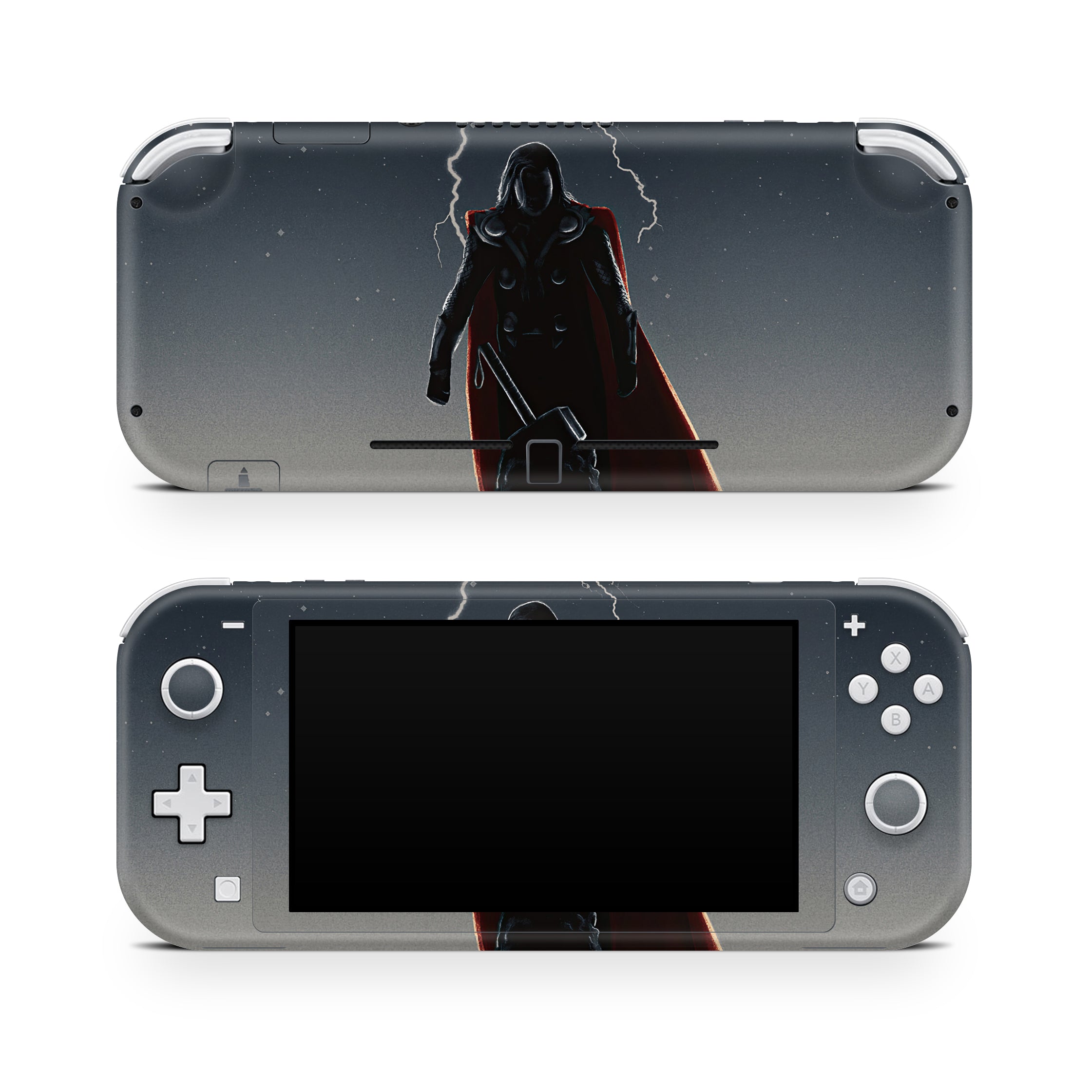 A video game skin featuring a God of Thunder 10 design for the Nintendo Switch Lite.