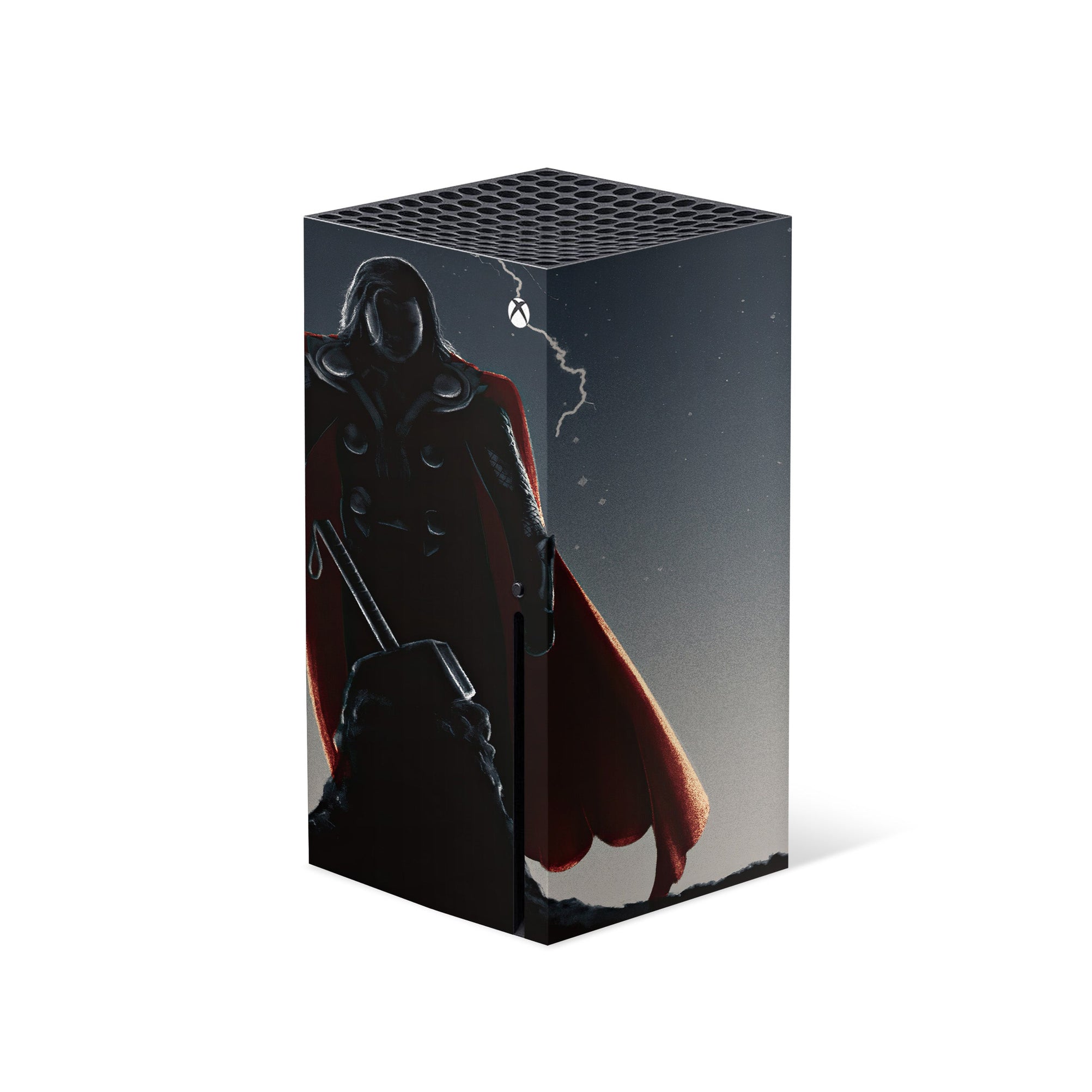 A video game skin featuring a God of Thunder 10 design for the Xbox Series X.