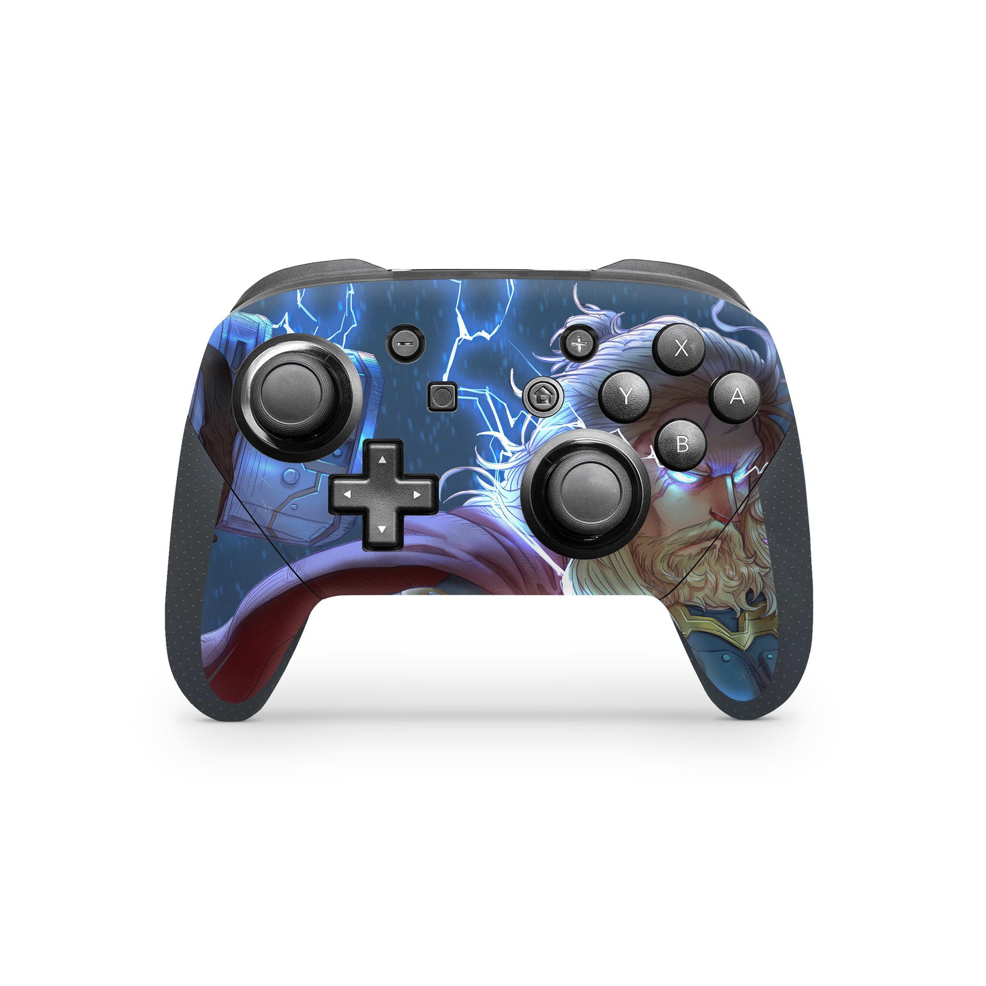 A video game skin featuring a God of Thunder 11 design for the Nintendo Switch Pro Controller.