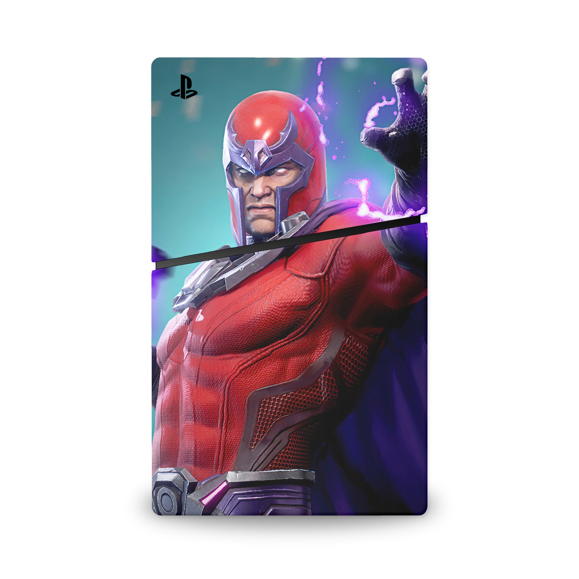 A video game skin featuring a Master of Magnetism 4 design for the PS5 Slim.