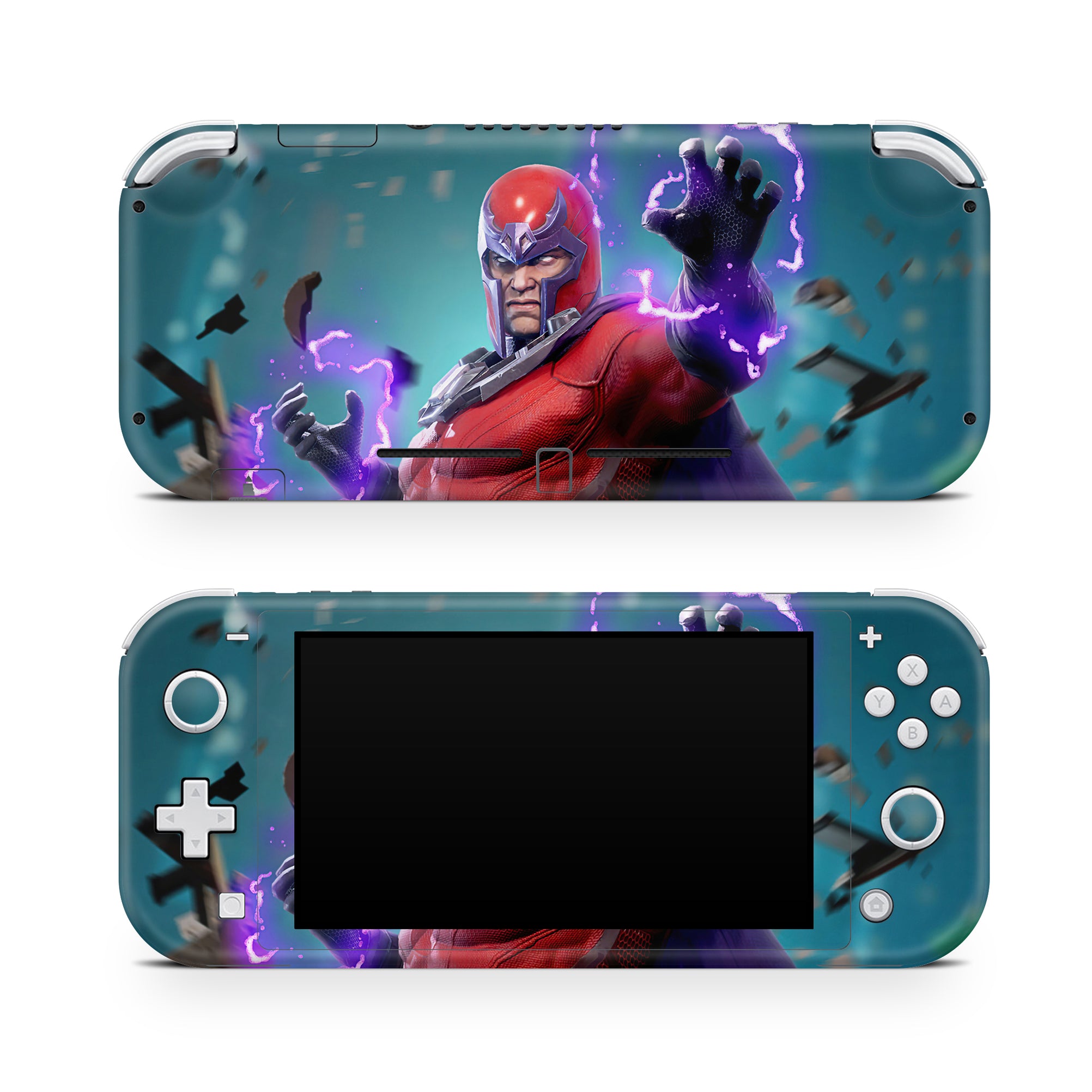 A video game skin featuring a Master of Magnetism 4 design for the Nintendo Switch Lite.