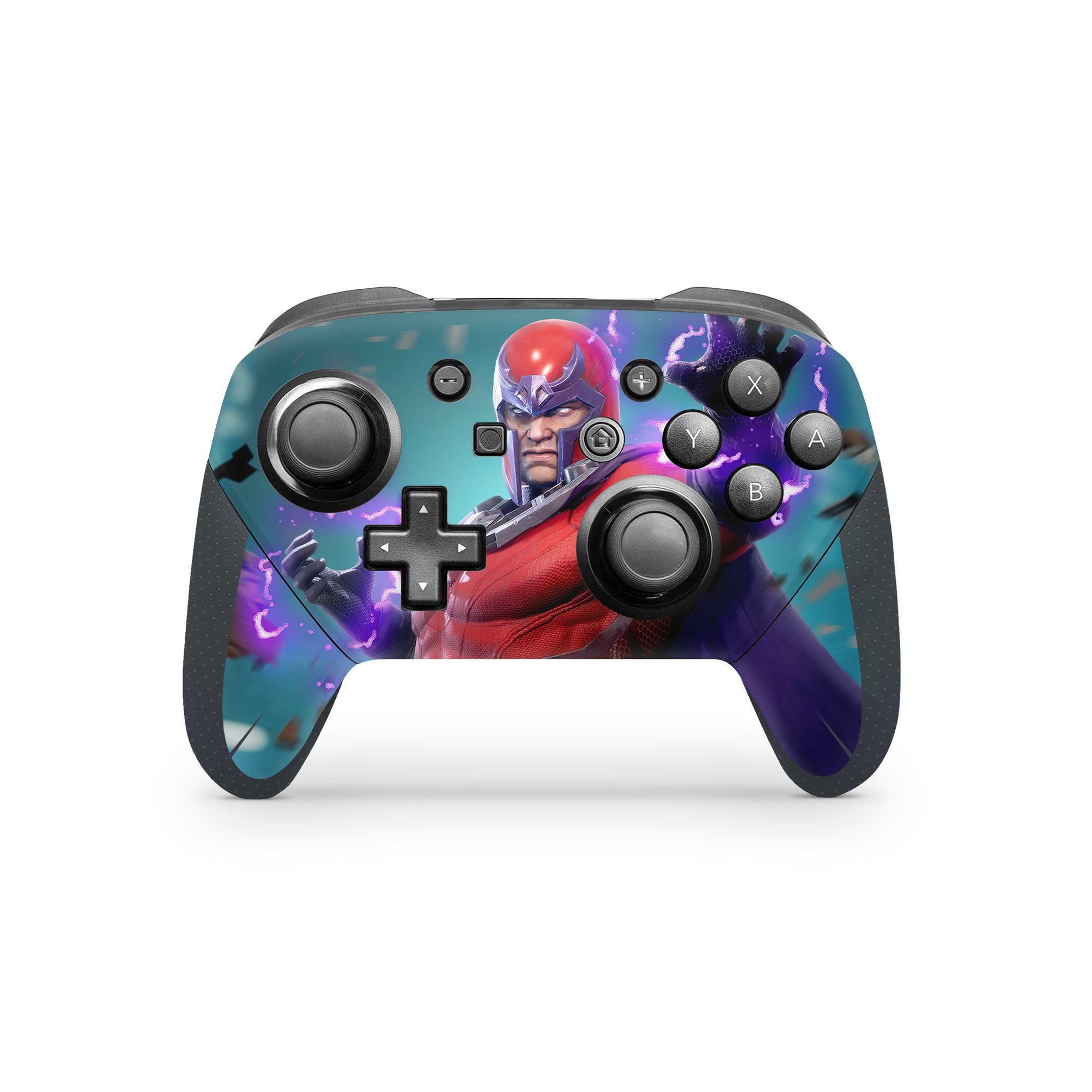 A video game skin featuring a Master of Magnetism 4 design for the Nintendo Switch Pro Controller.