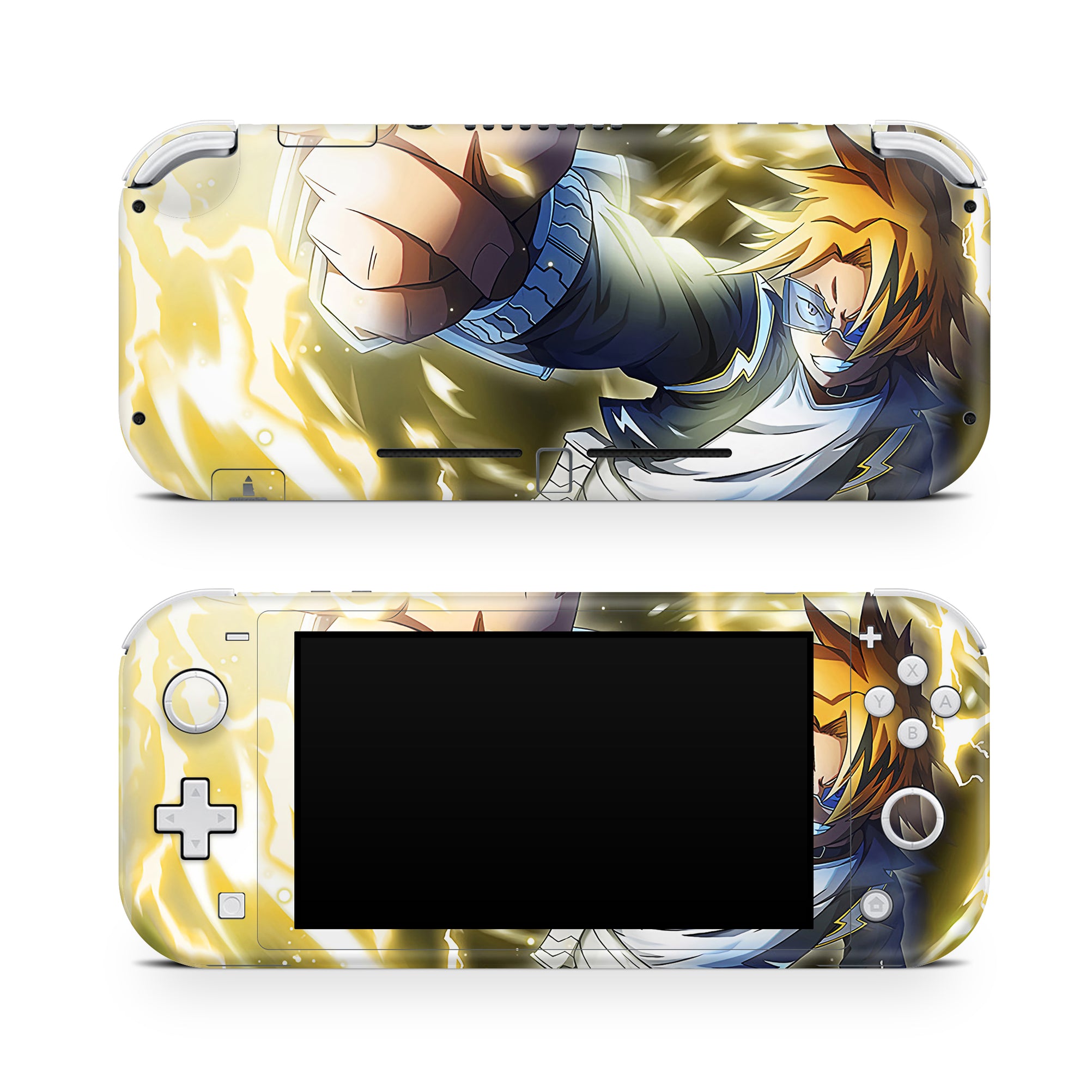 A video game skin featuring a Electric Hero 1 design for the Nintendo Switch Lite.