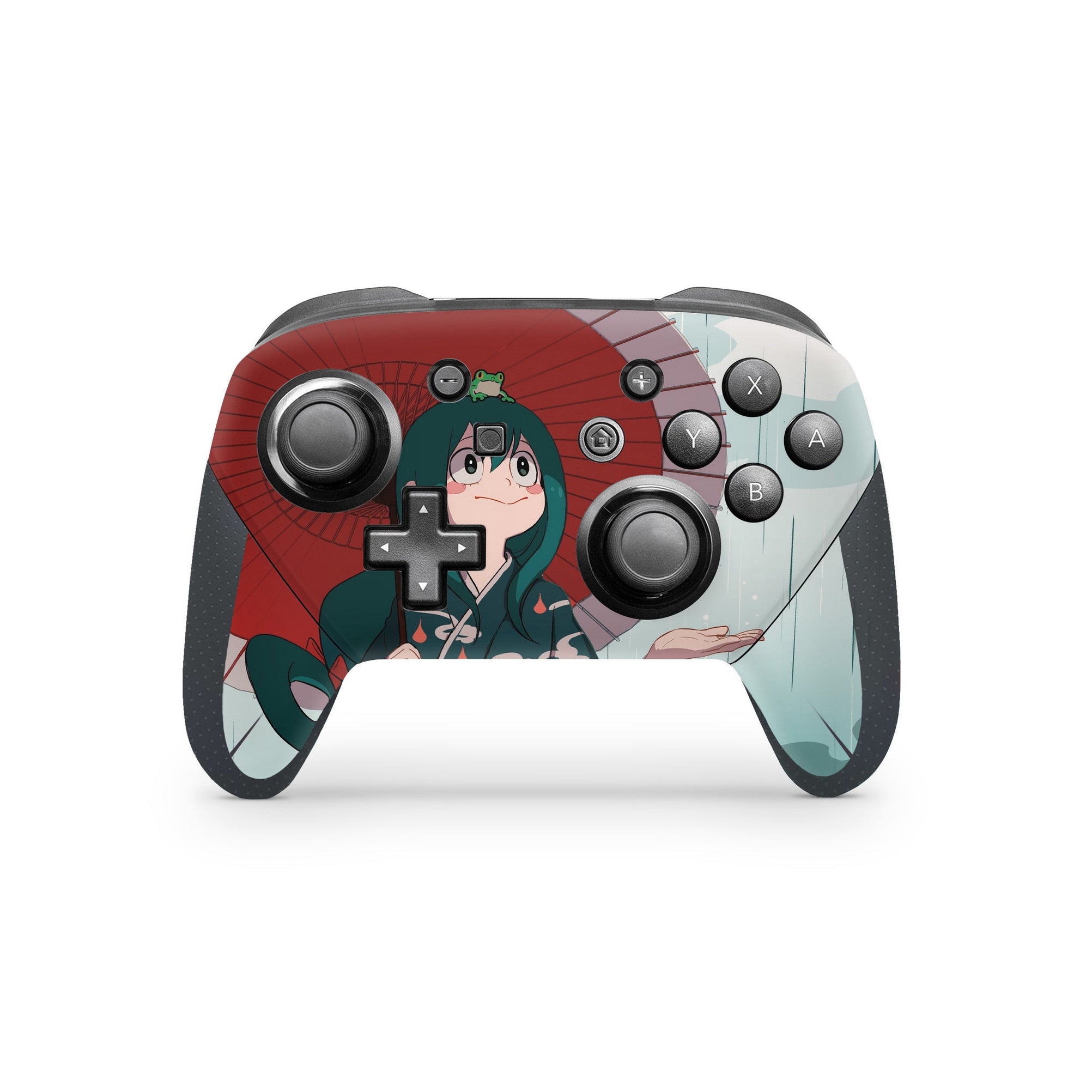 A video game skin featuring a Froppy Leap 1 design for the Nintendo Switch Pro Controller.