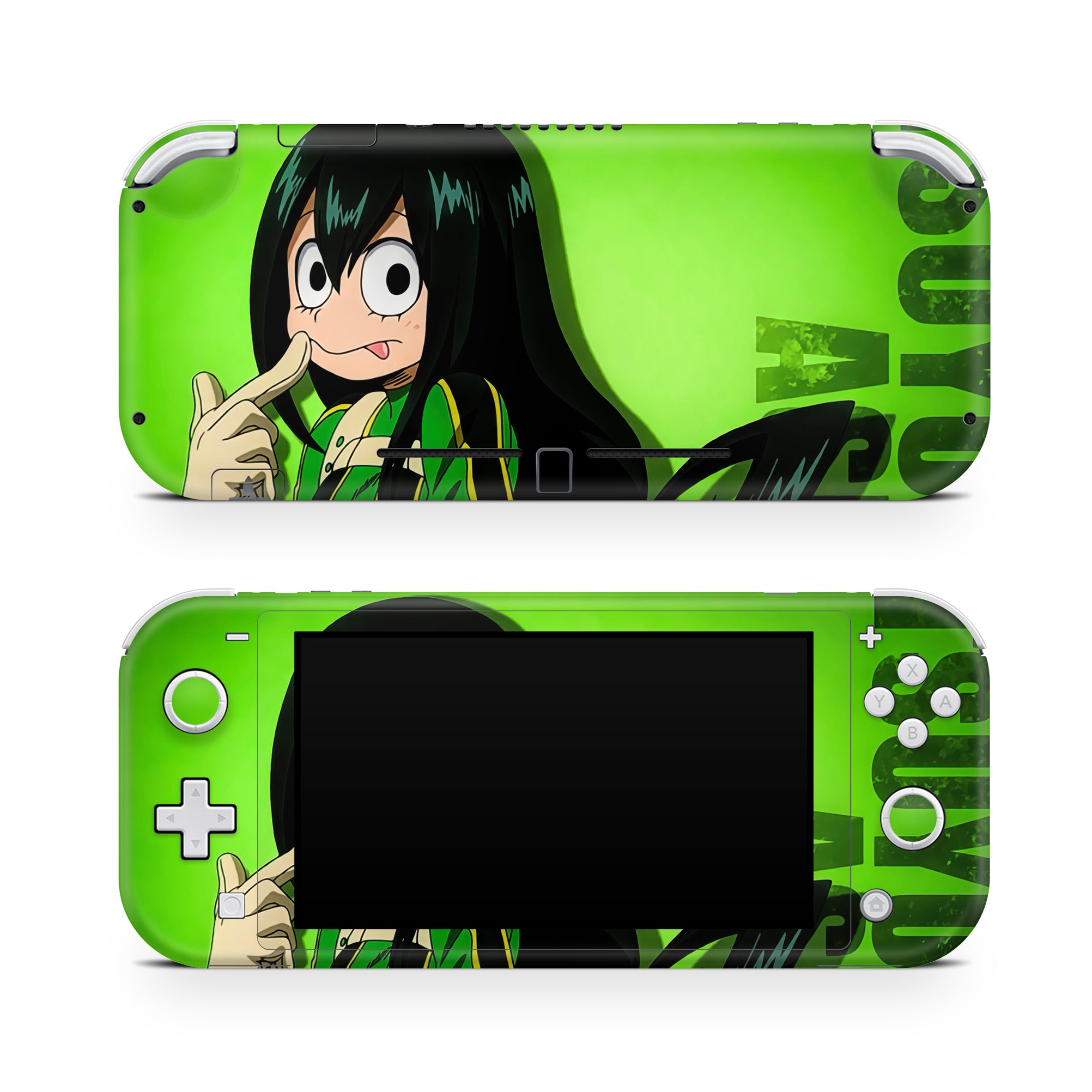 A video game skin featuring a Froppy Leap 2 design for the Nintendo Switch Lite.