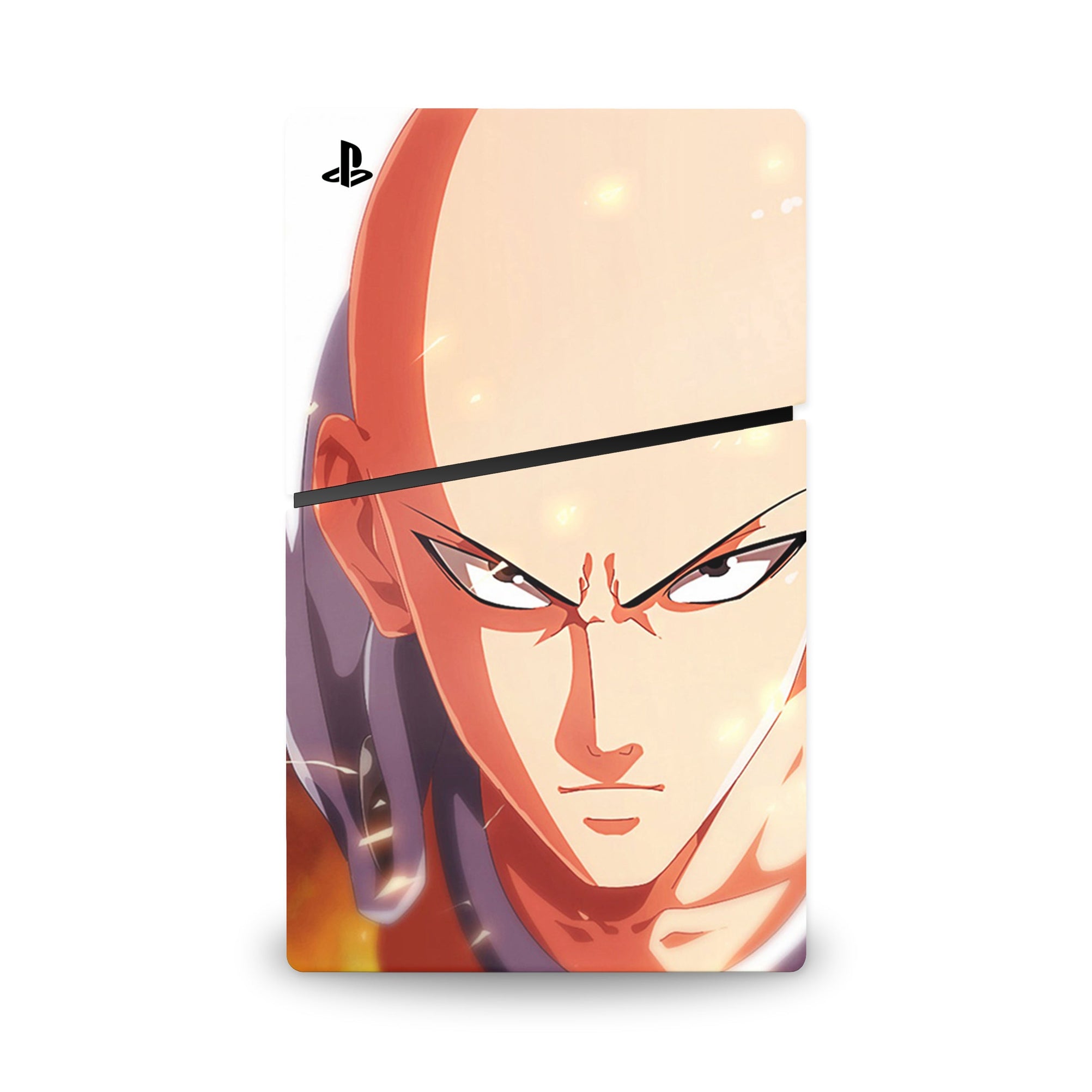 A video game skin featuring a Caped Baldy 2 design for the PS5 Slim Digital.