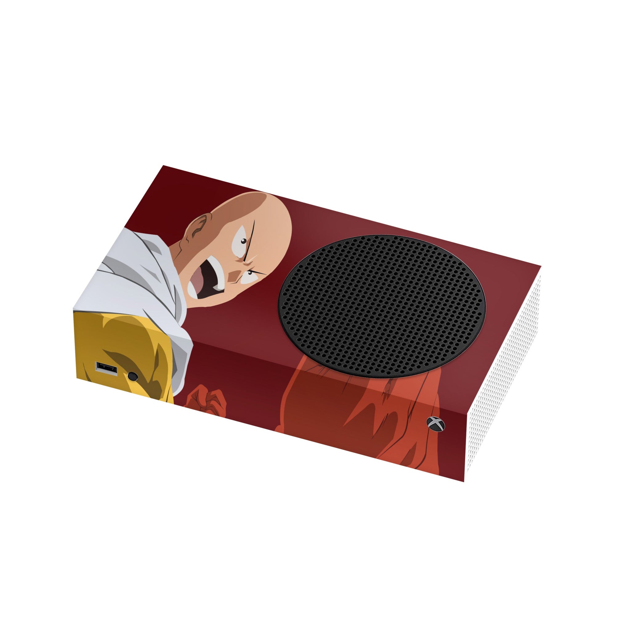 A video game skin featuring a Caped Baldy 3 design for the Xbox Series S.