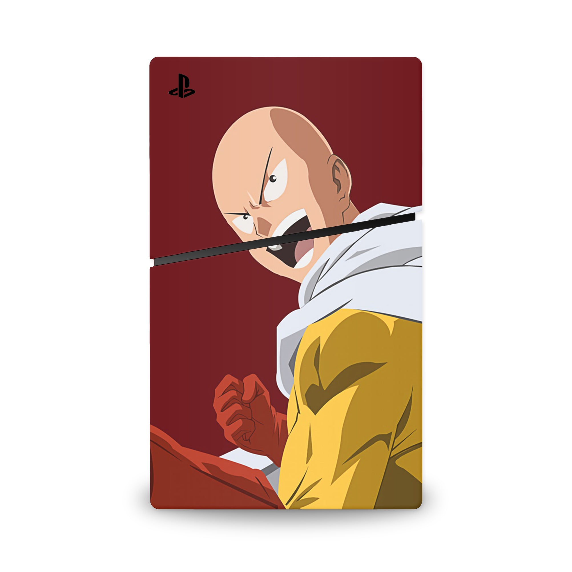 A video game skin featuring a Caped Baldy 3 design for the PS5 Slim.