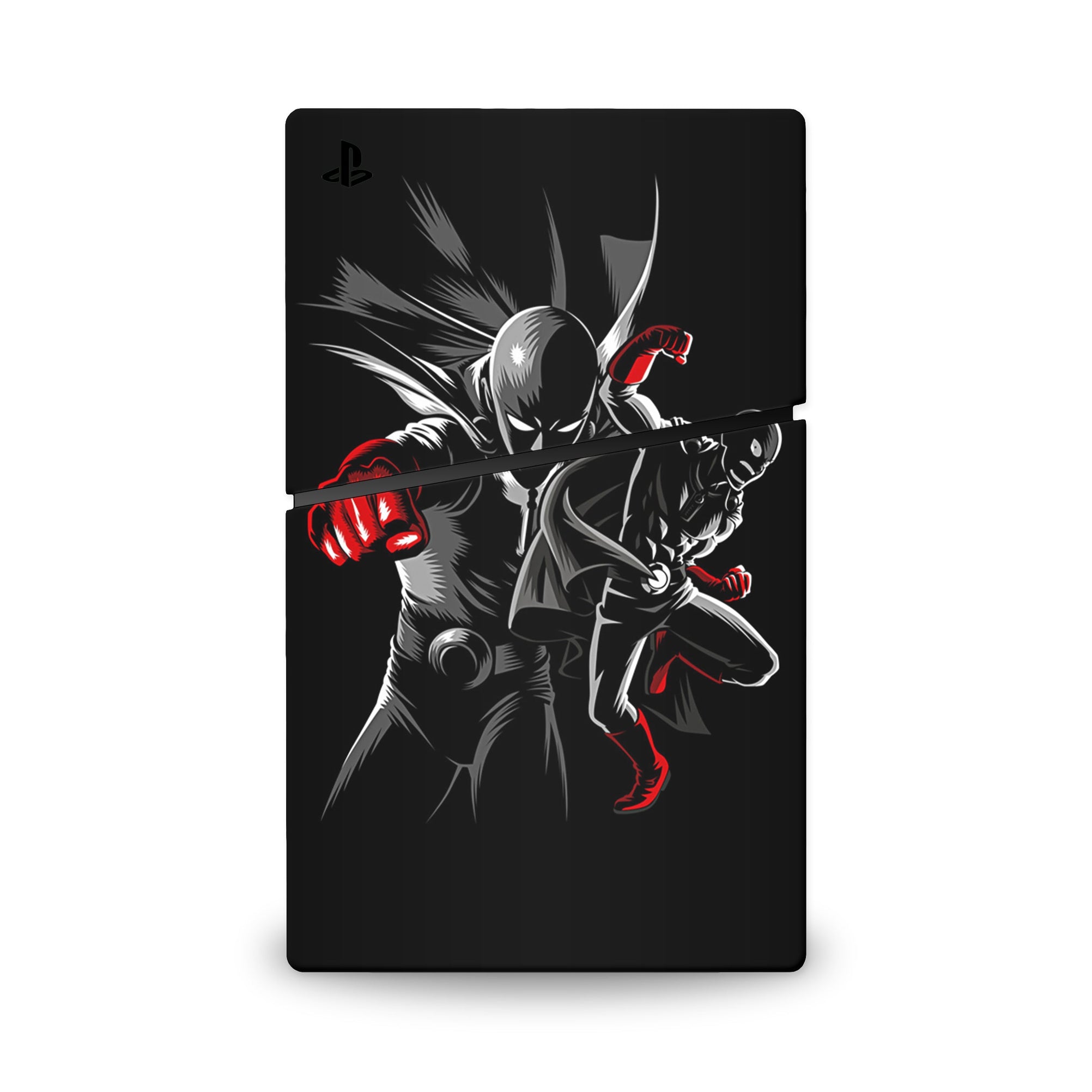 A video game skin featuring a Caped Baldy 4 design for the PS5 Slim Digital.