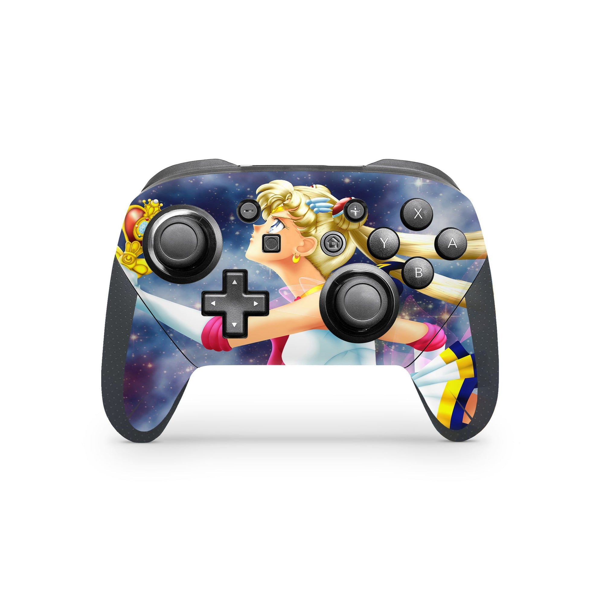 A video game skin featuring a Moon Princess 3 design for the Nintendo Switch Pro Controller.