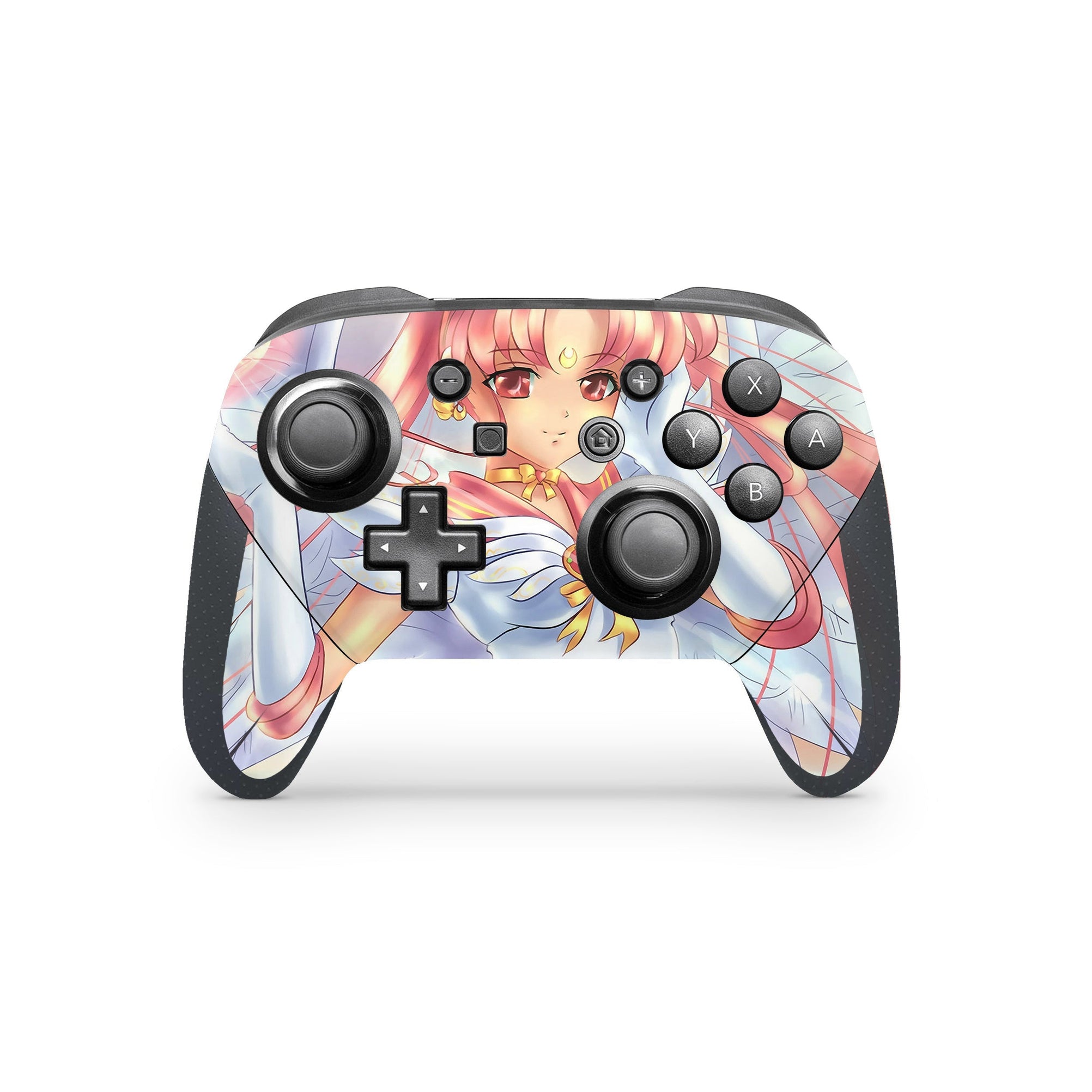 A video game skin featuring a Moon Princess 4 design for the Nintendo Switch Pro Controller.