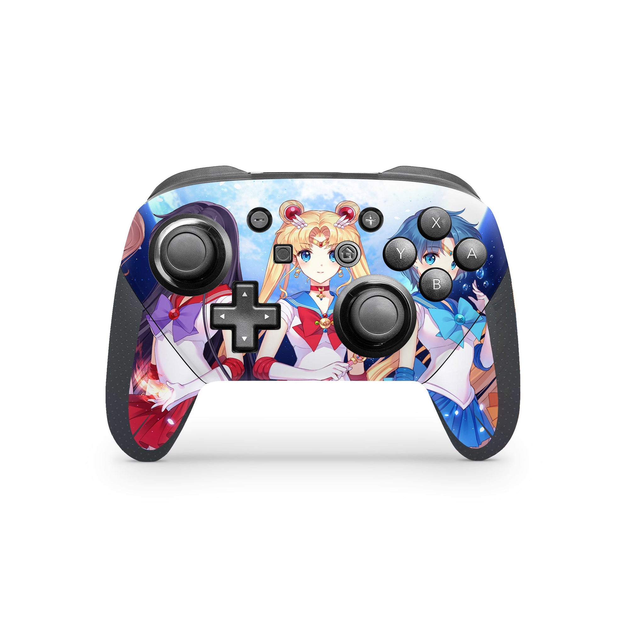 A video game skin featuring a Moon Princess 5 design for the Nintendo Switch Pro Controller.