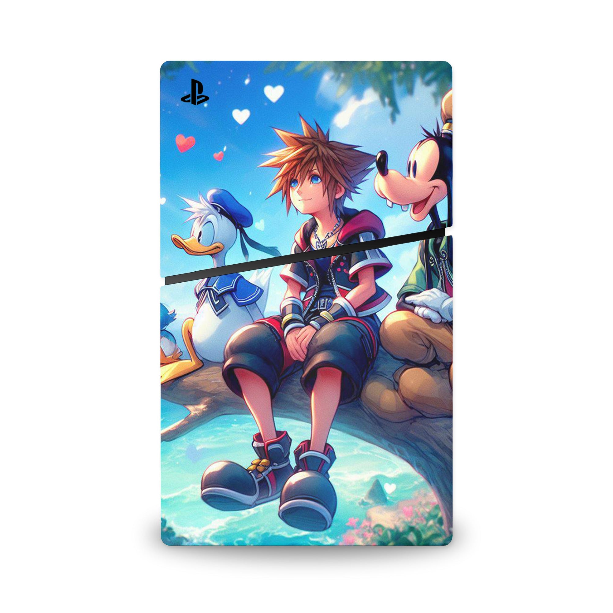 A video game skin featuring a Keyblade Warrior 7 design for the PS5 Slim Digital.