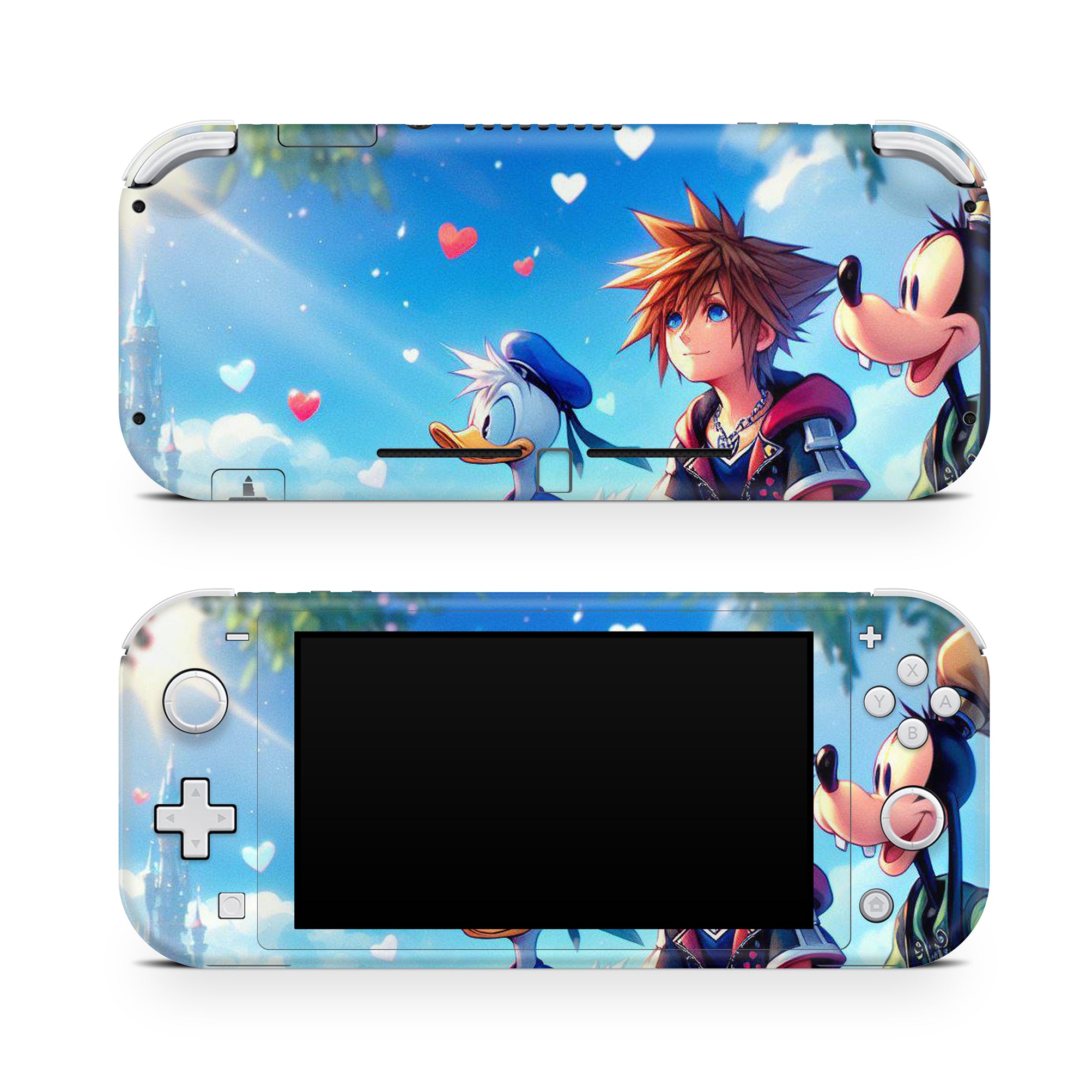 A video game skin featuring a Keyblade Warrior 7 design for the Nintendo Switch Lite.