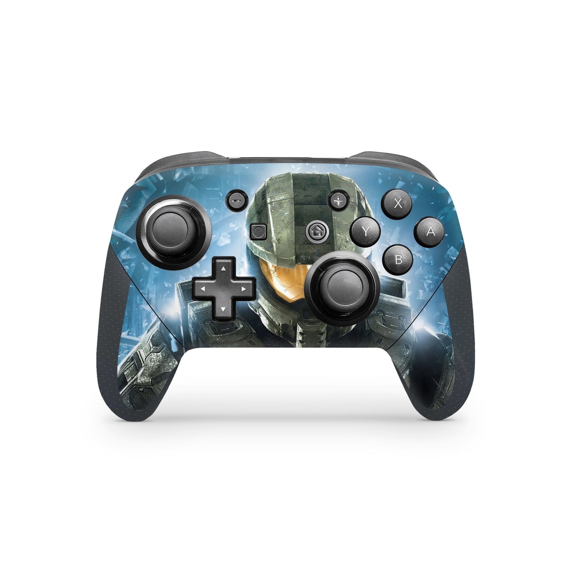 A video game skin featuring a Spartan Vanguard 3 design for the Nintendo Switch Pro Controller.