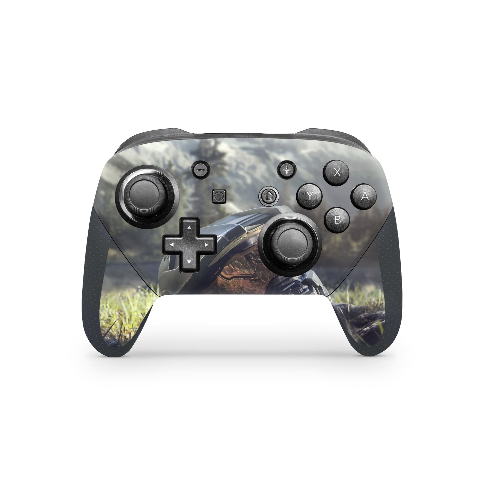 A video game skin featuring a Spartan Vanguard 4 design for the Nintendo Switch Pro Controller.