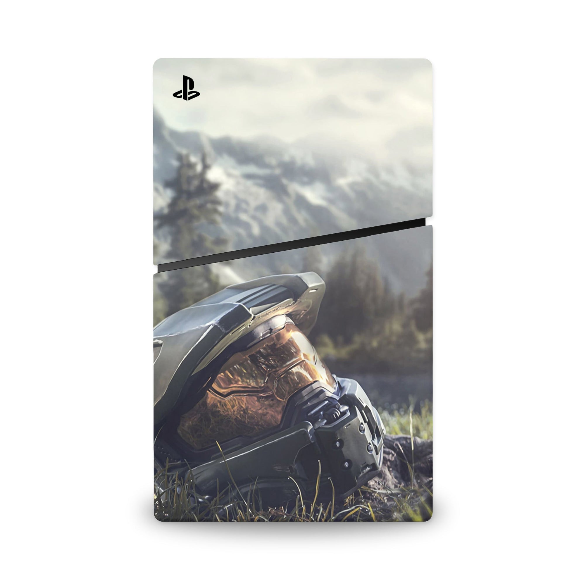 A video game skin featuring a Spartan Vanguard 4 design for the PS5 Slim Digital.