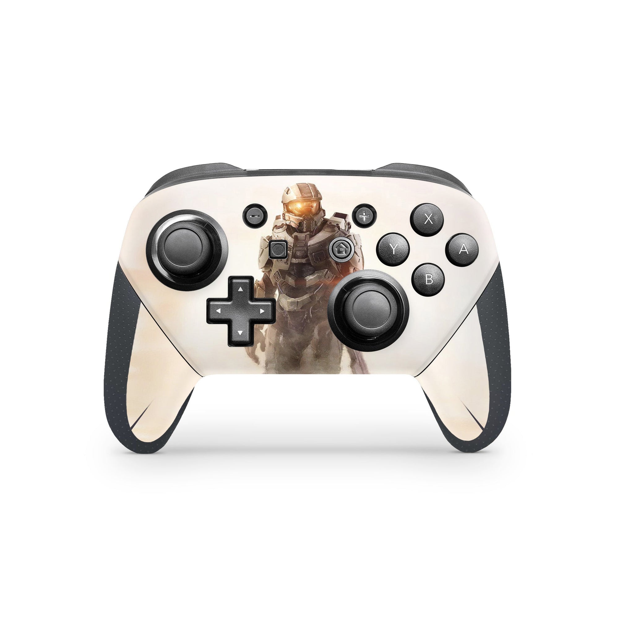 A video game skin featuring a Spartan Vanguard 5 design for the Nintendo Switch Pro Controller.