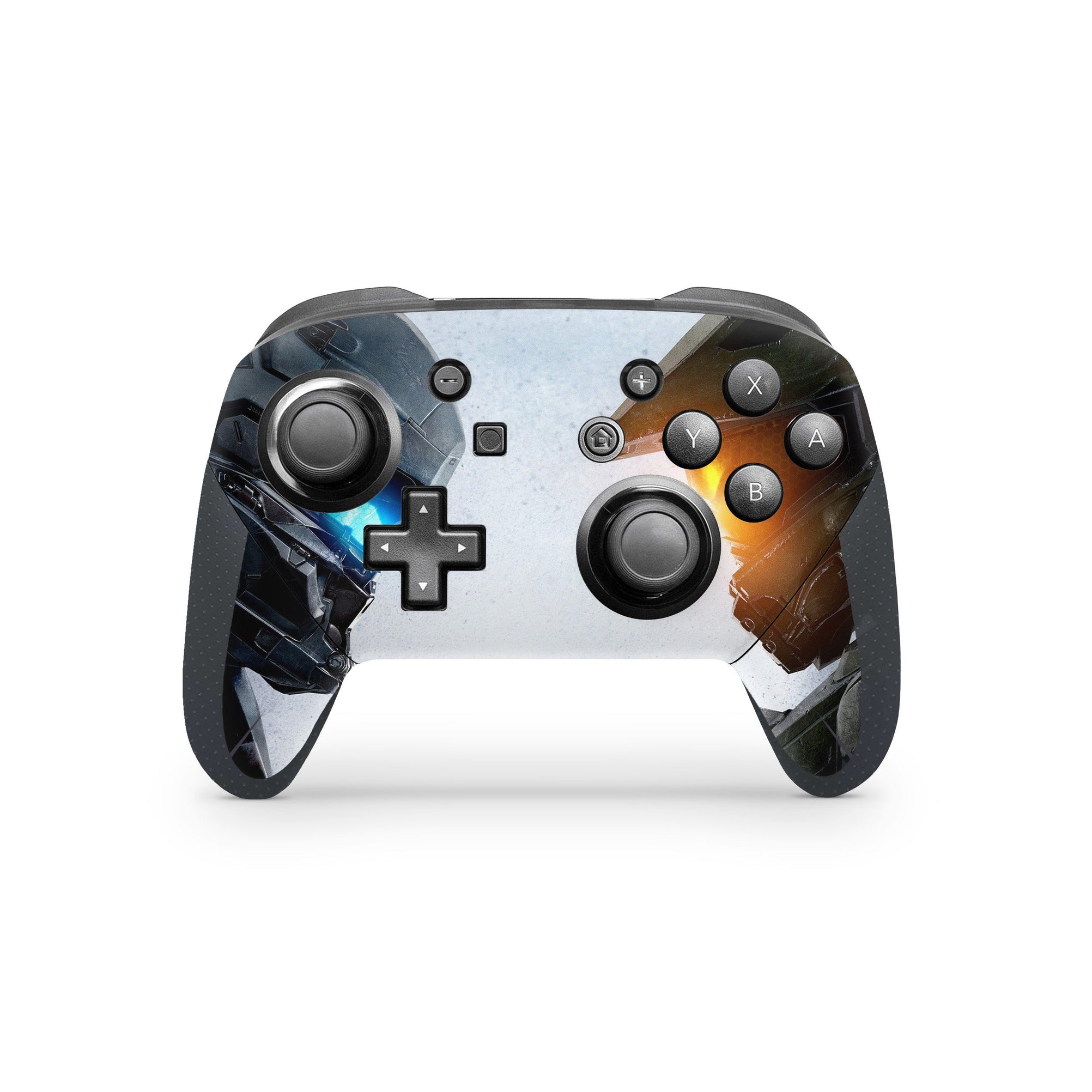 A video game skin featuring a Spartan Vanguard 7 design for the Nintendo Switch Pro Controller.