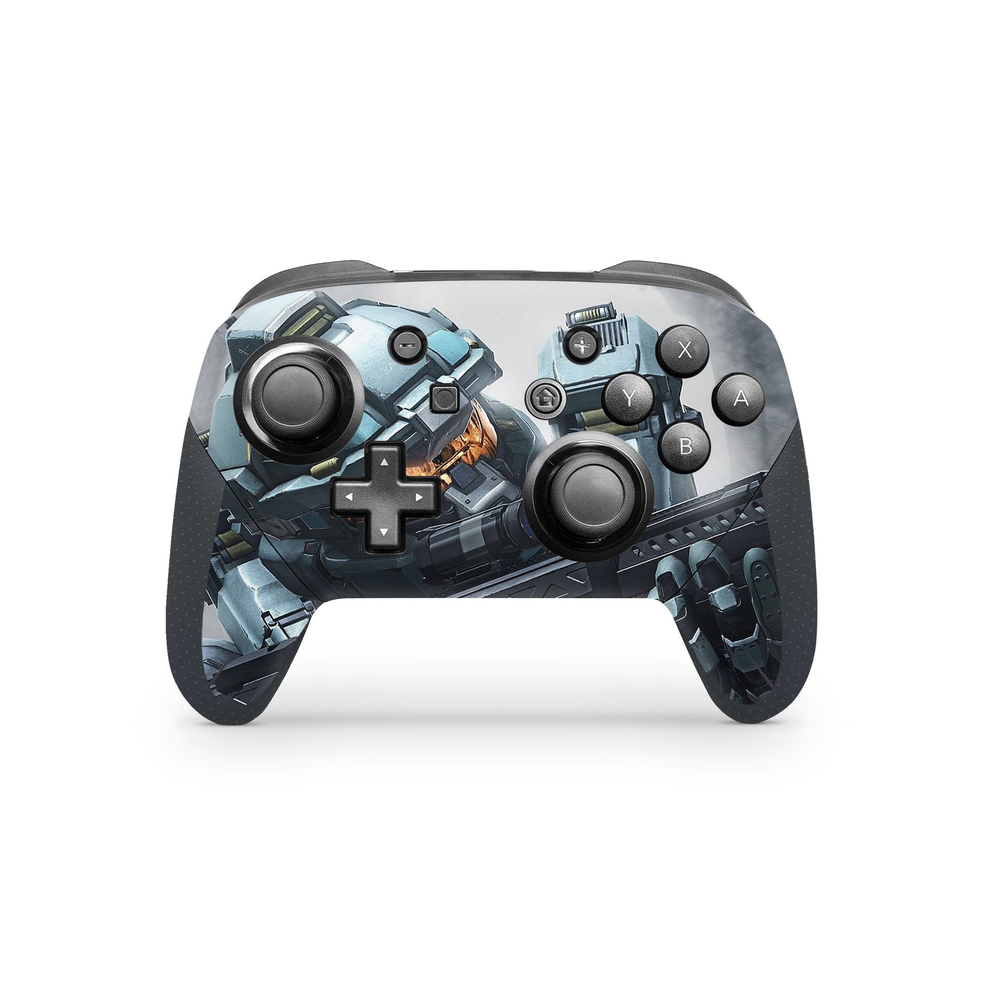 A video game skin featuring a Spartan Vanguard 9 design for the Nintendo Switch Pro Controller.