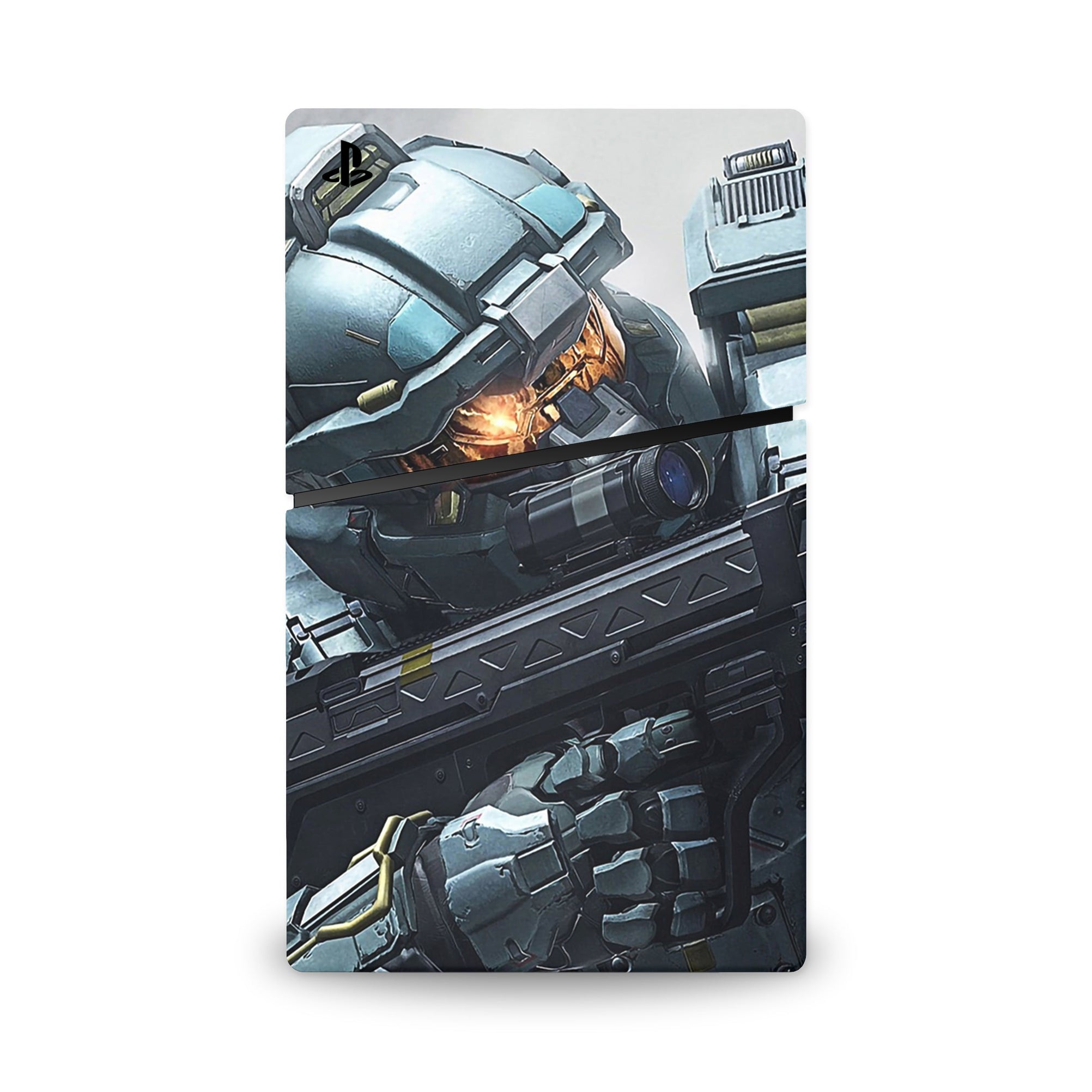 A video game skin featuring a Spartan Vanguard 9 design for the PS5 Slim Digital.