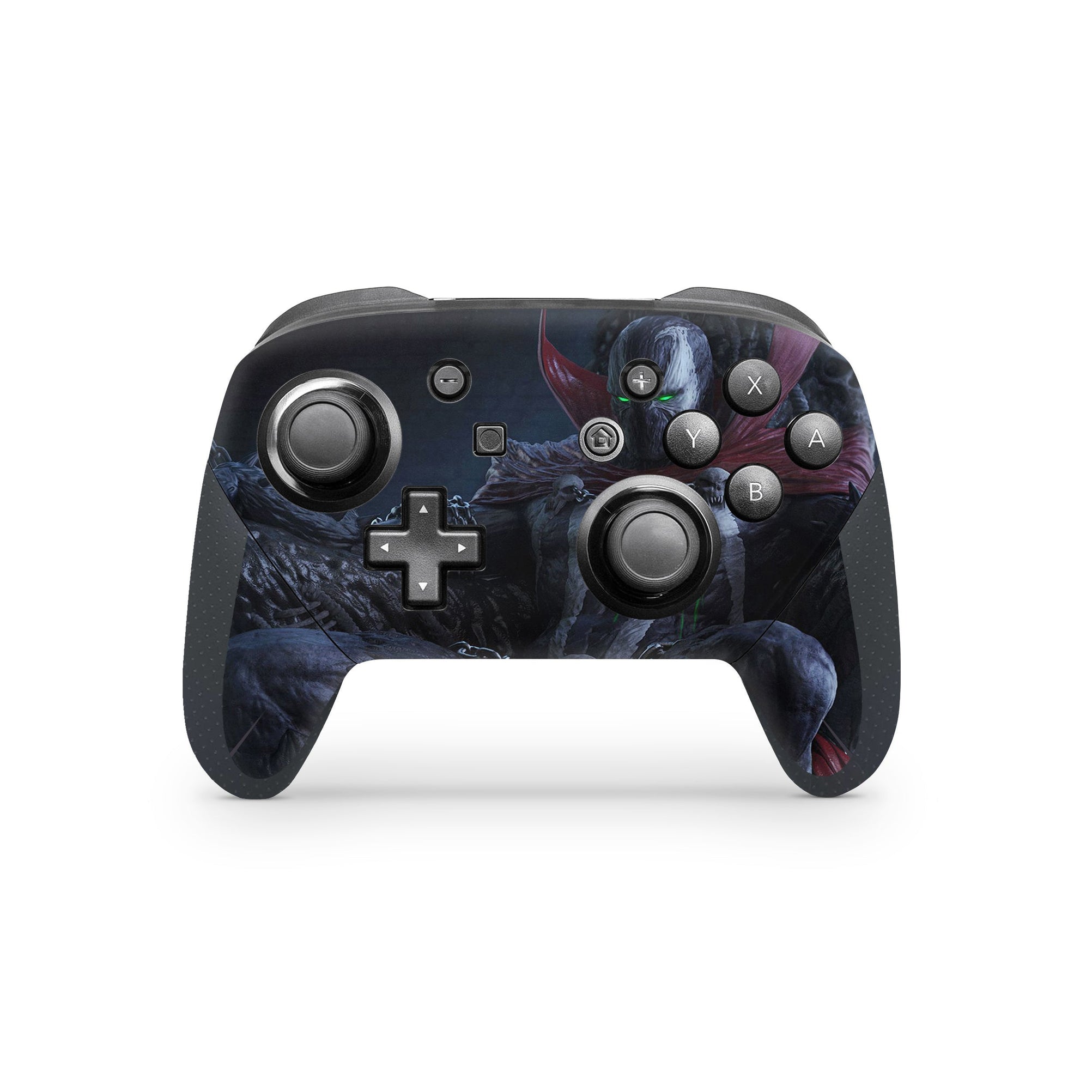 A video game skin featuring a Hellspawn Avenger 1 design for the Nintendo Switch Pro Controller.