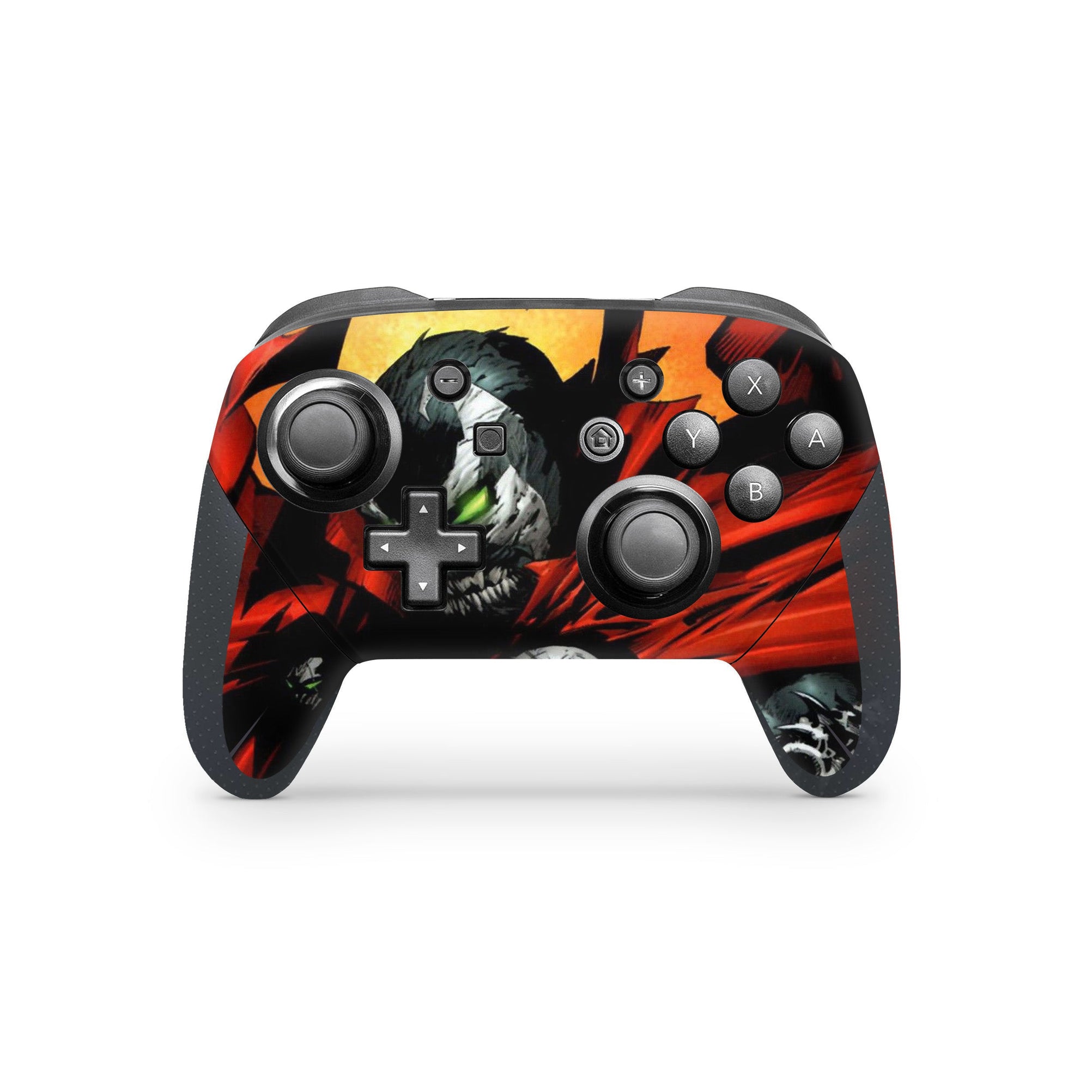 A video game skin featuring a Hellspawn Avenger 3 design for the Nintendo Switch Pro Controller.