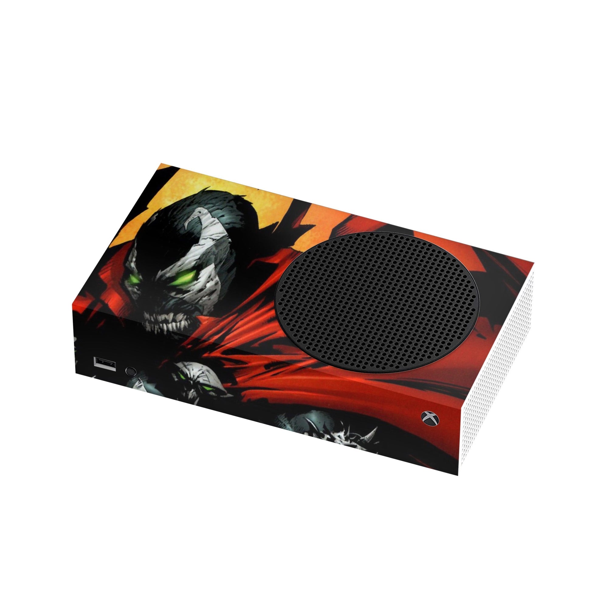 A video game skin featuring a Hellspawn Avenger 3 design for the Xbox Series S.