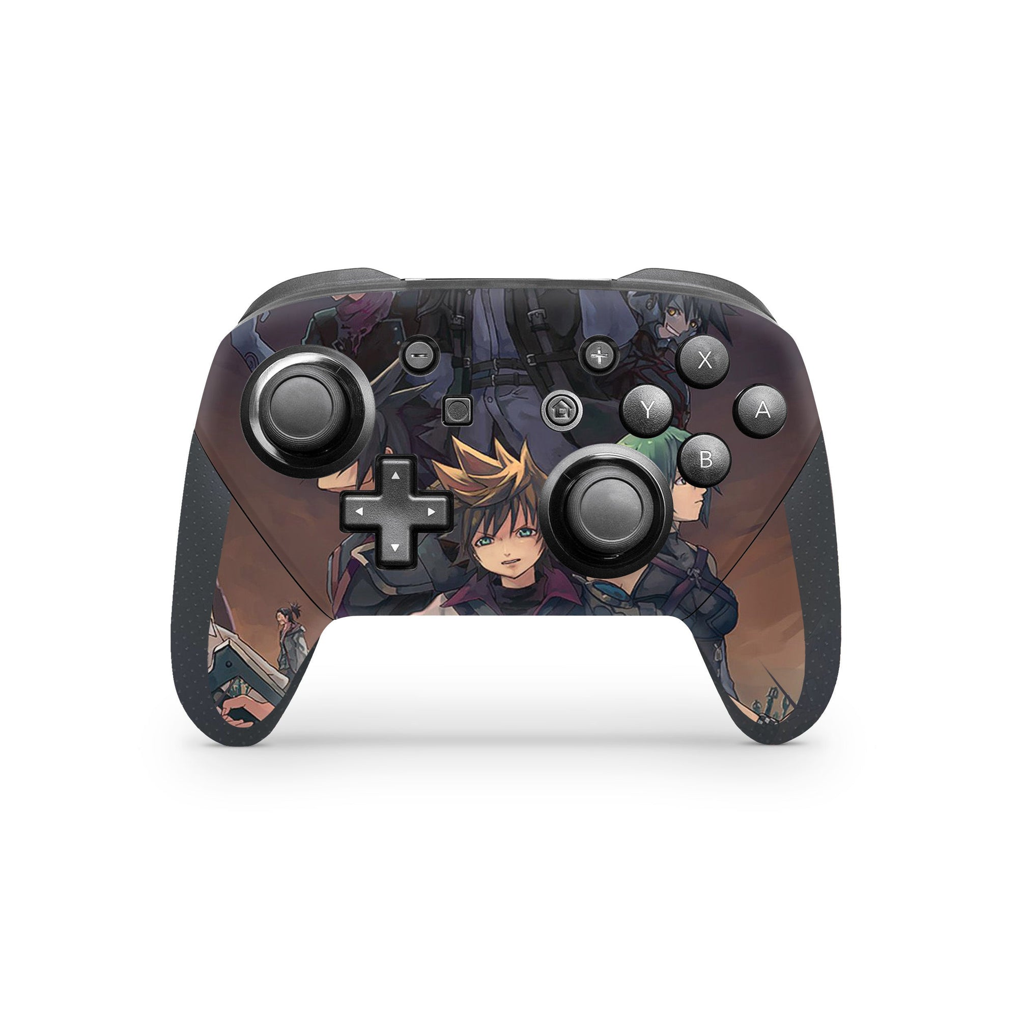 A video game skin featuring a Keyblade Hero 3 design for the Nintendo Switch Pro Controller.