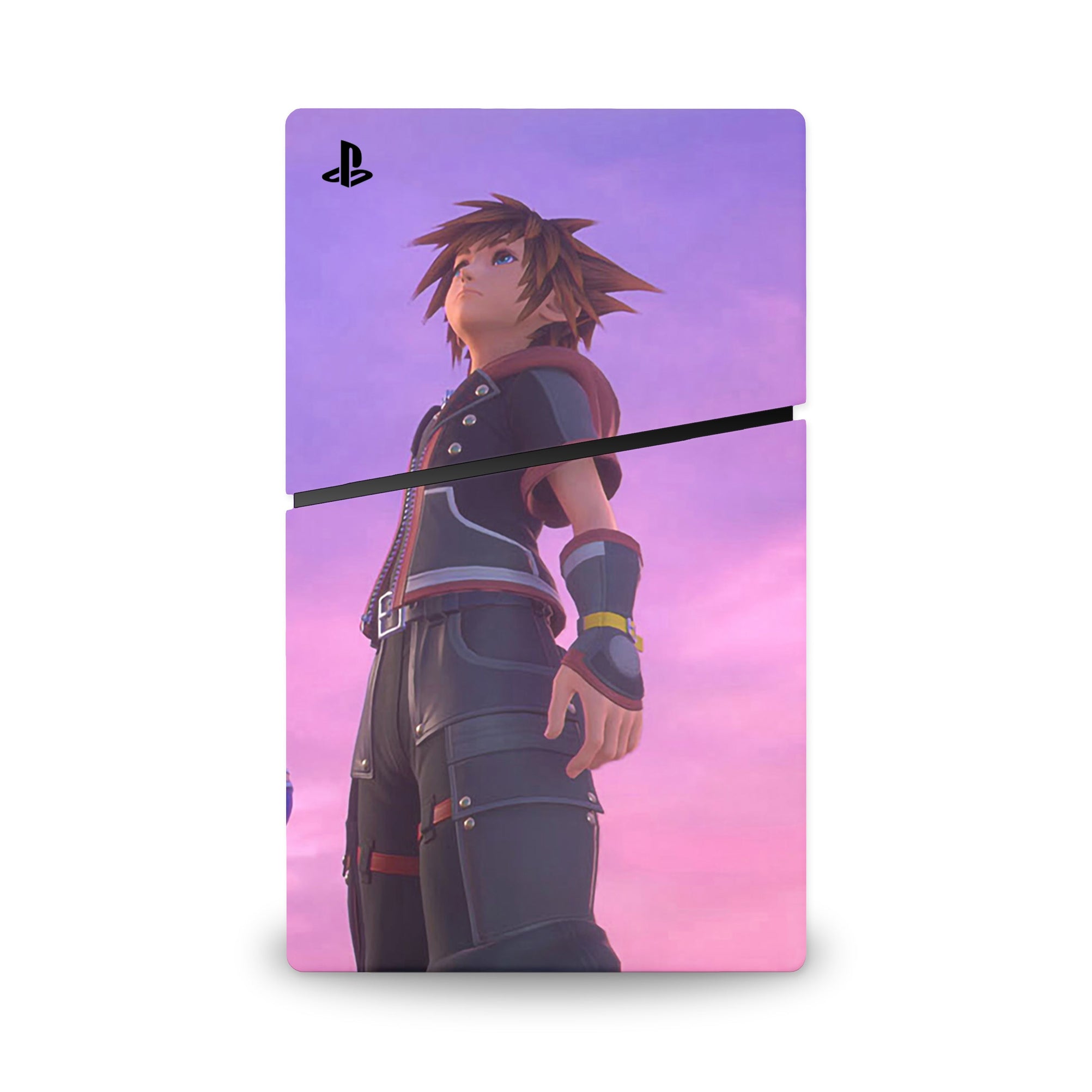 A video game skin featuring a Keyblade Hero 4 design for the PS5 Slim Digital.