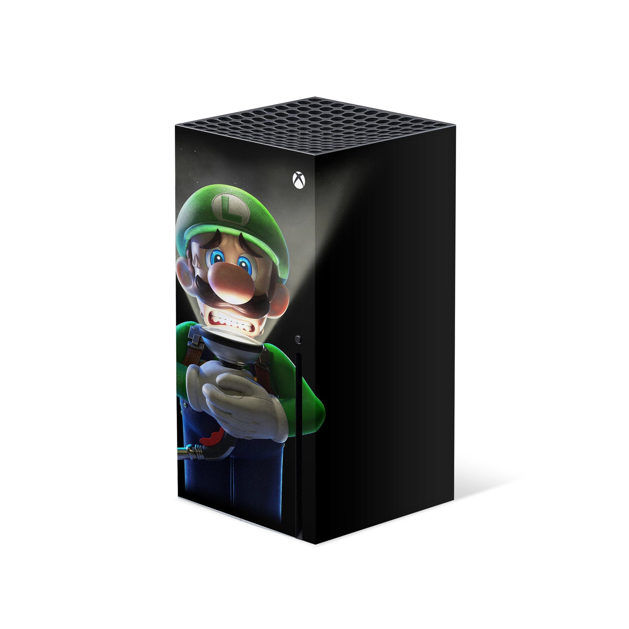 A video game skin featuring a Green Plumber design for the Xbox Series X.