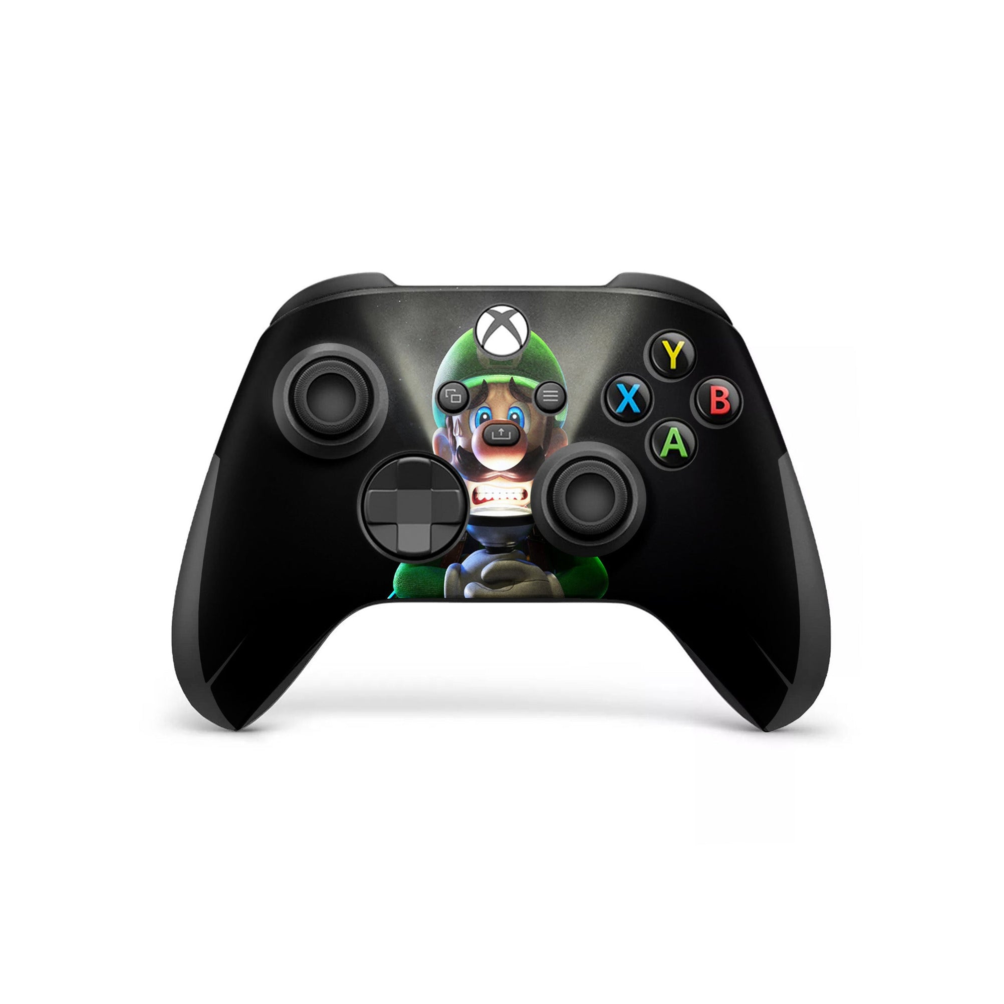 A video game skin featuring a Green Plumber design for the Xbox Series Wireless Controller.