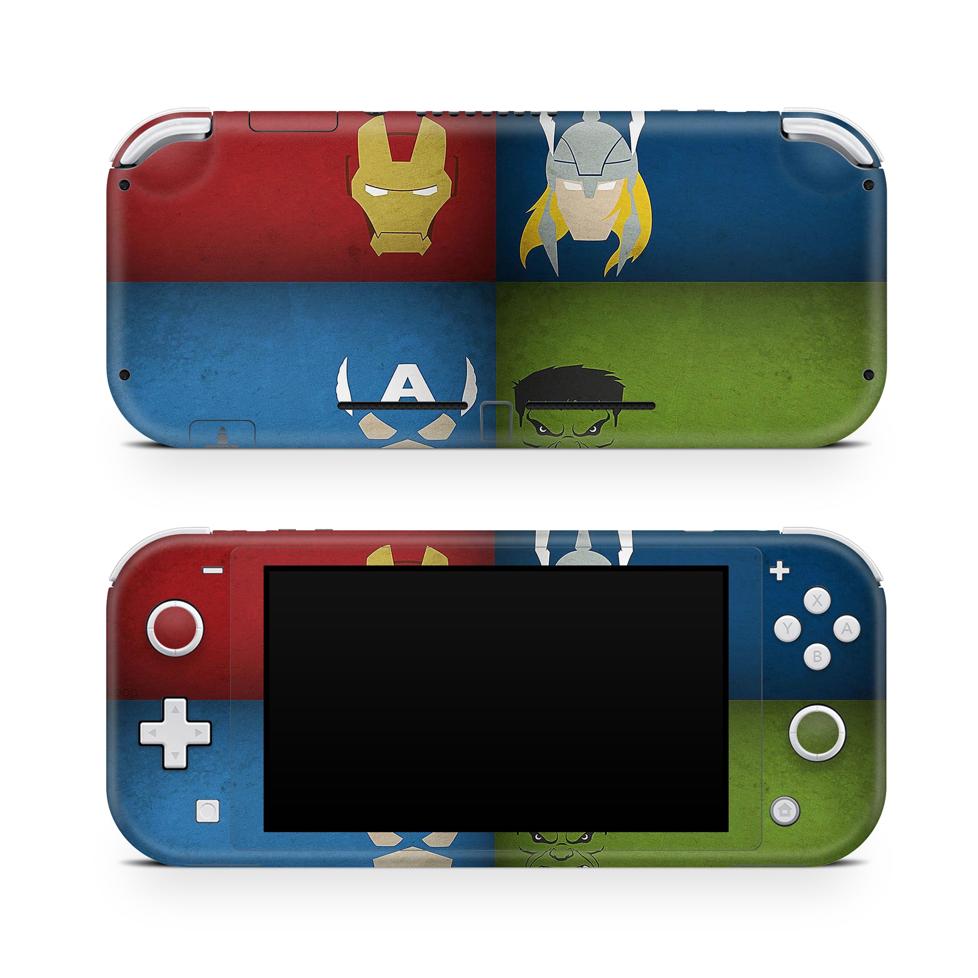 A video game skin featuring a Earth's Mightiest Heroes 1 design for the Nintendo Switch Lite.