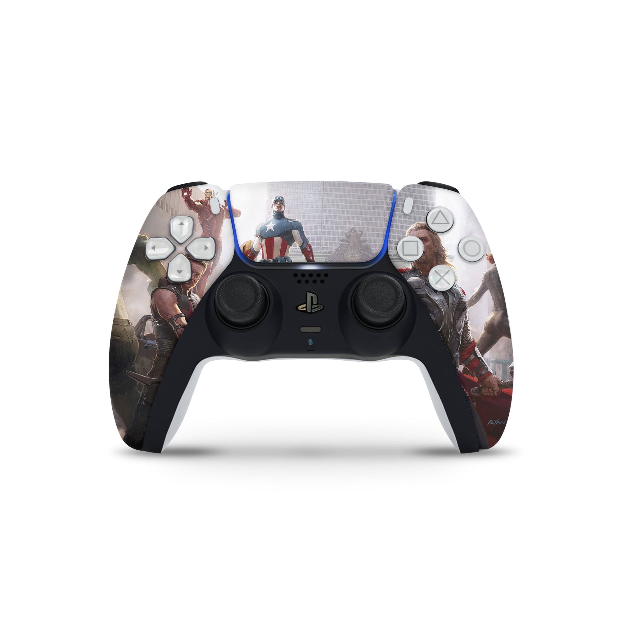 A video game skin featuring a Earth's Mightiest Heroes 2 design for the PS5 Controller.