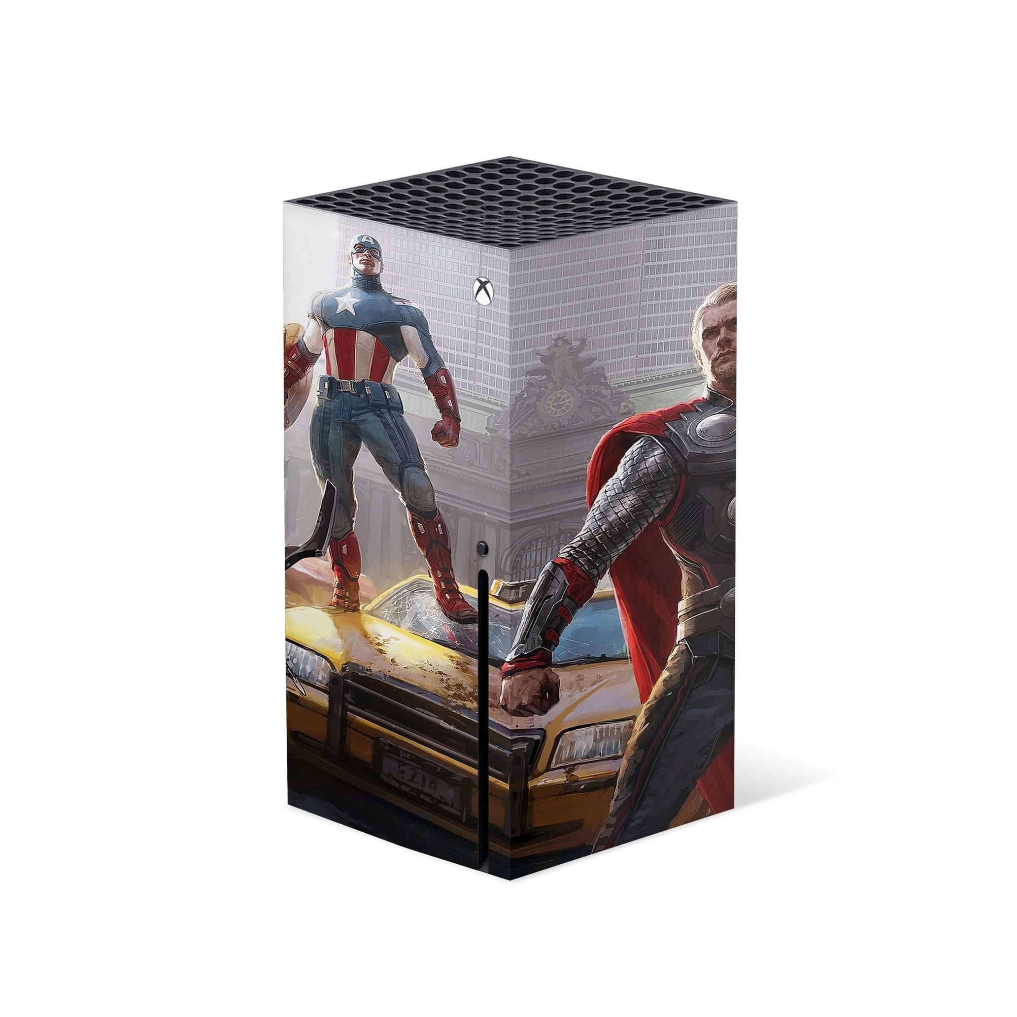 A video game skin featuring a Earth's Mightiest Heroes 2 design for the Xbox Series X.