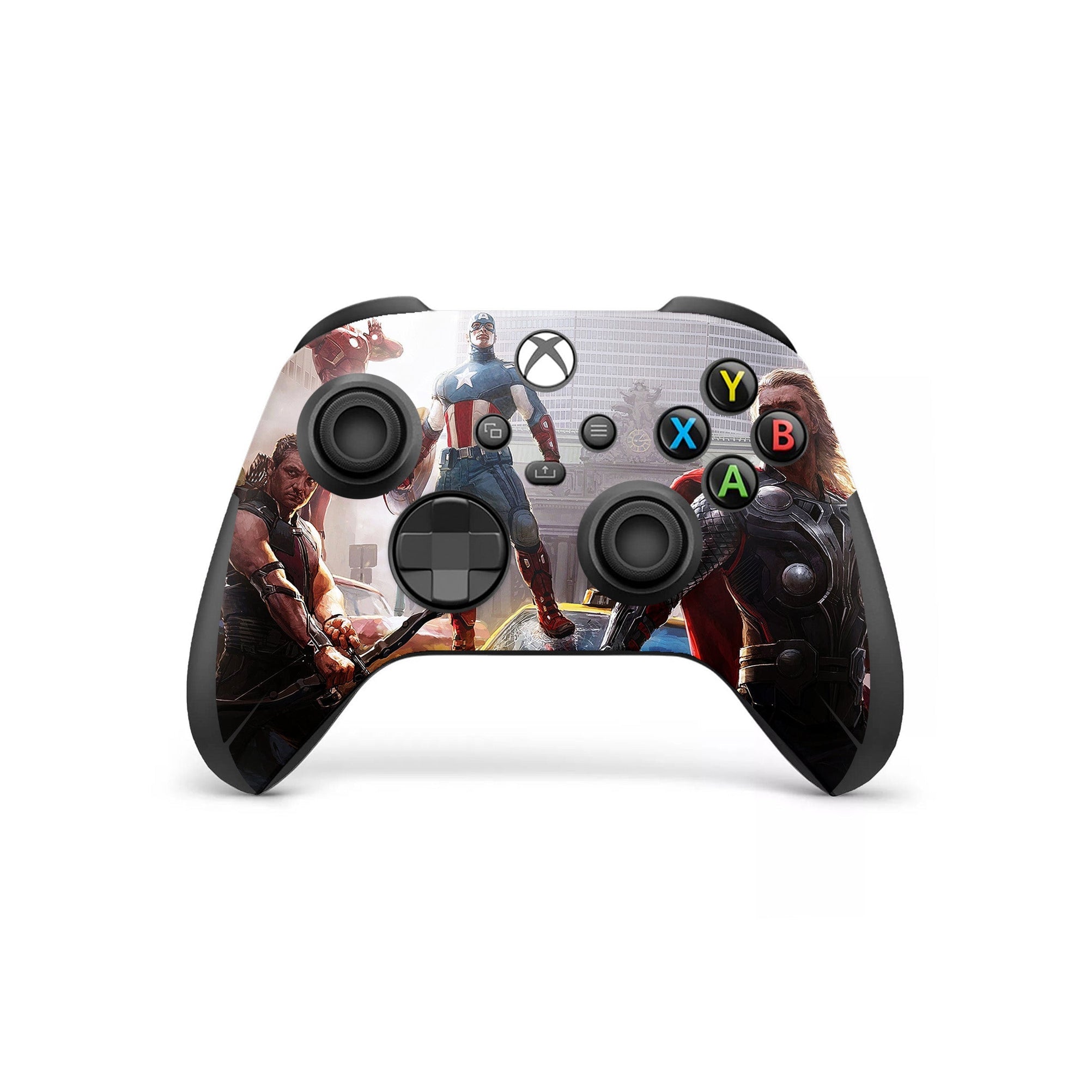 A video game skin featuring a Earth's Mightiest Heroes 2 design for the Xbox Series X Controller.