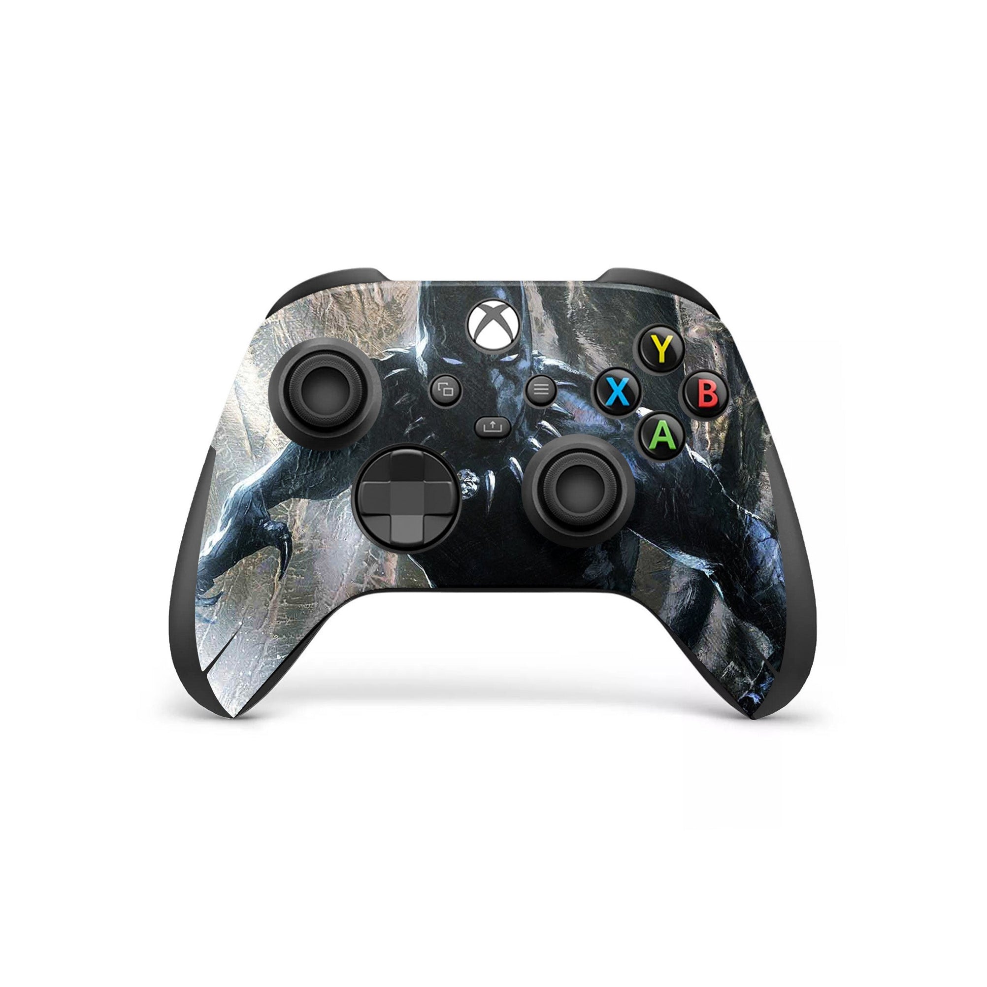 A video game skin featuring a Panther Sovereign King 5 design for the Xbox Series Wireless Controller.