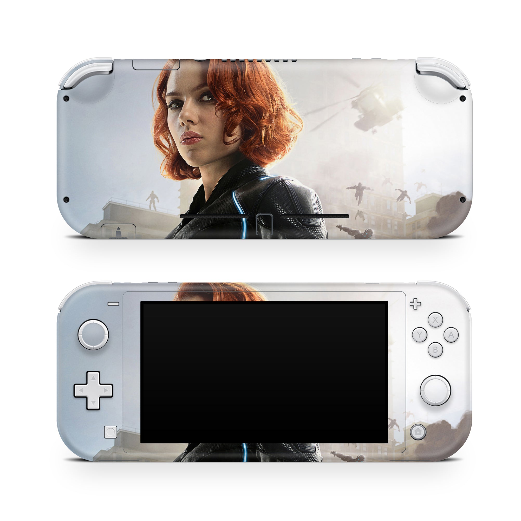 A video game skin featuring a Crimson Shadow 3 design for the Nintendo Switch Lite.