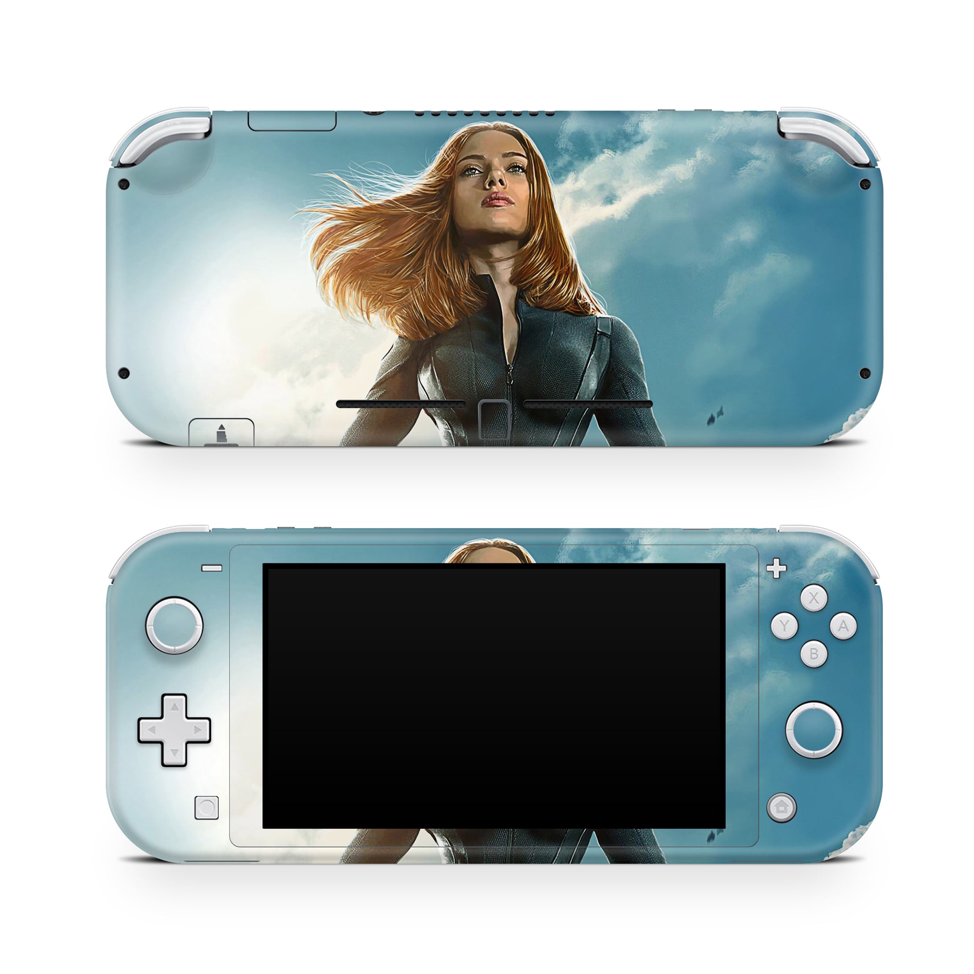 A video game skin featuring a Crimson Shadow 4 design for the Nintendo Switch Lite.