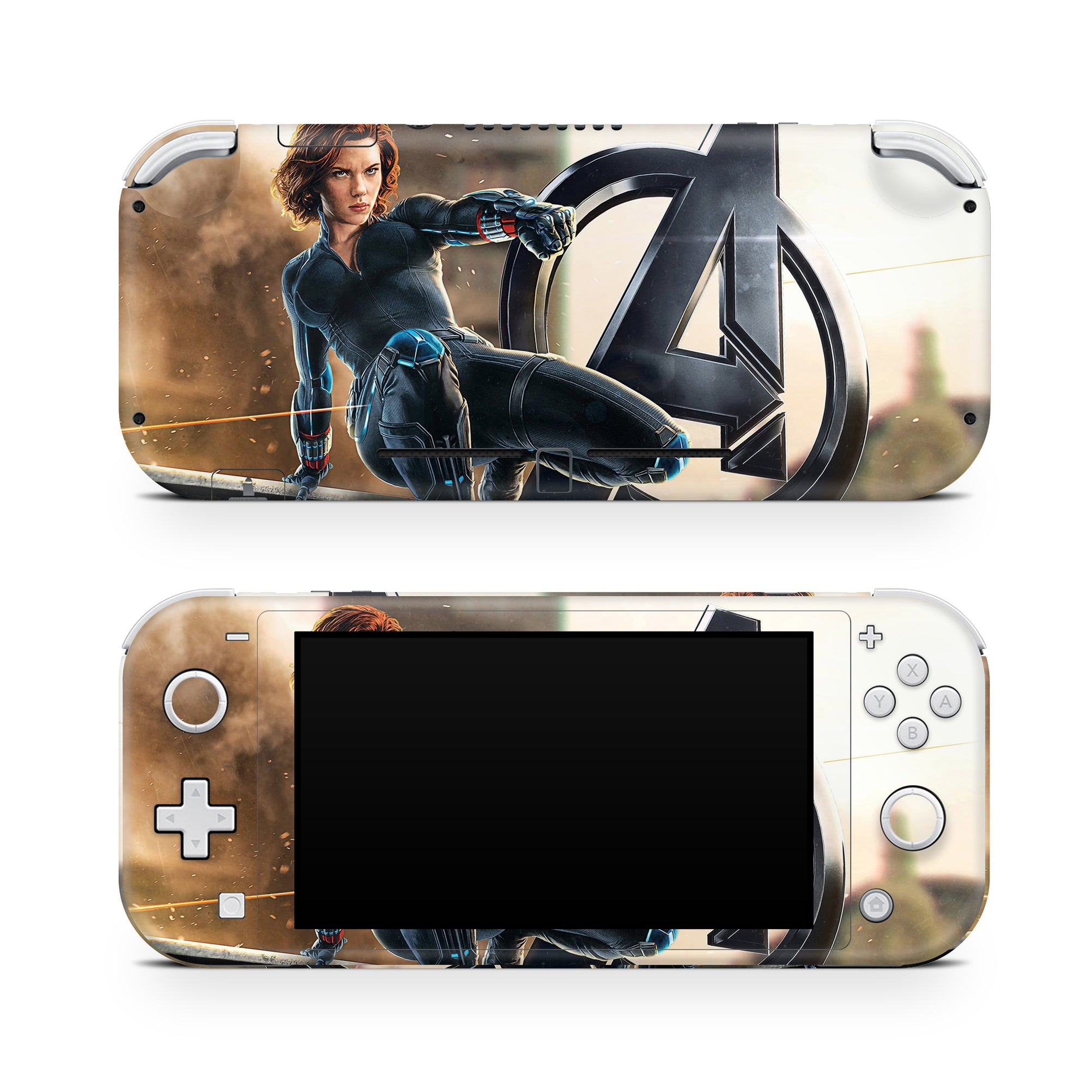 A video game skin featuring a Crimson Shadow 7 design for the Nintendo Switch Lite.