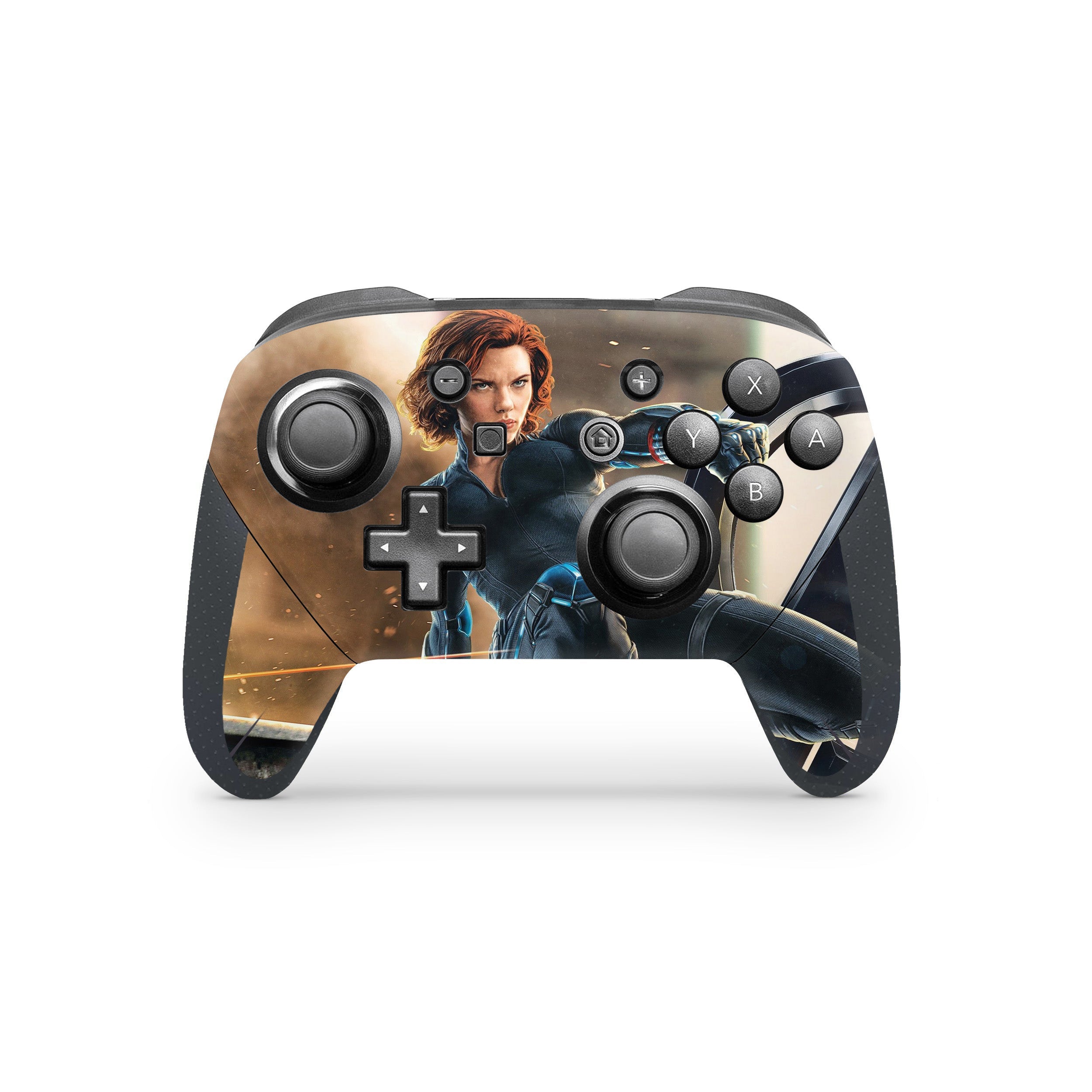 A video game skin featuring a Crimson Shadow 7 design for the Nintendo Switch Pro Controller.