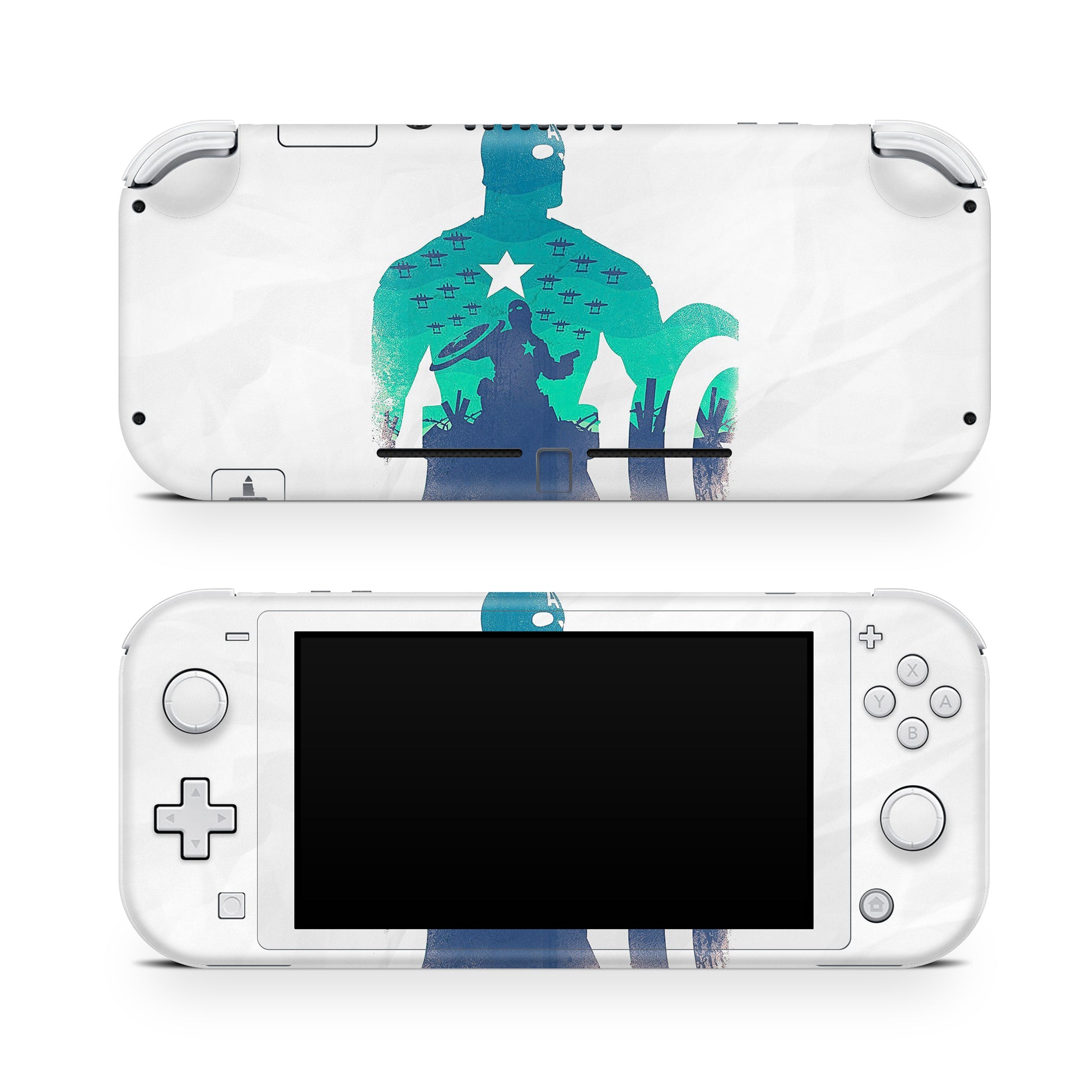 A video game skin featuring a Shield Bearer 7 design for the Nintendo Switch Lite.