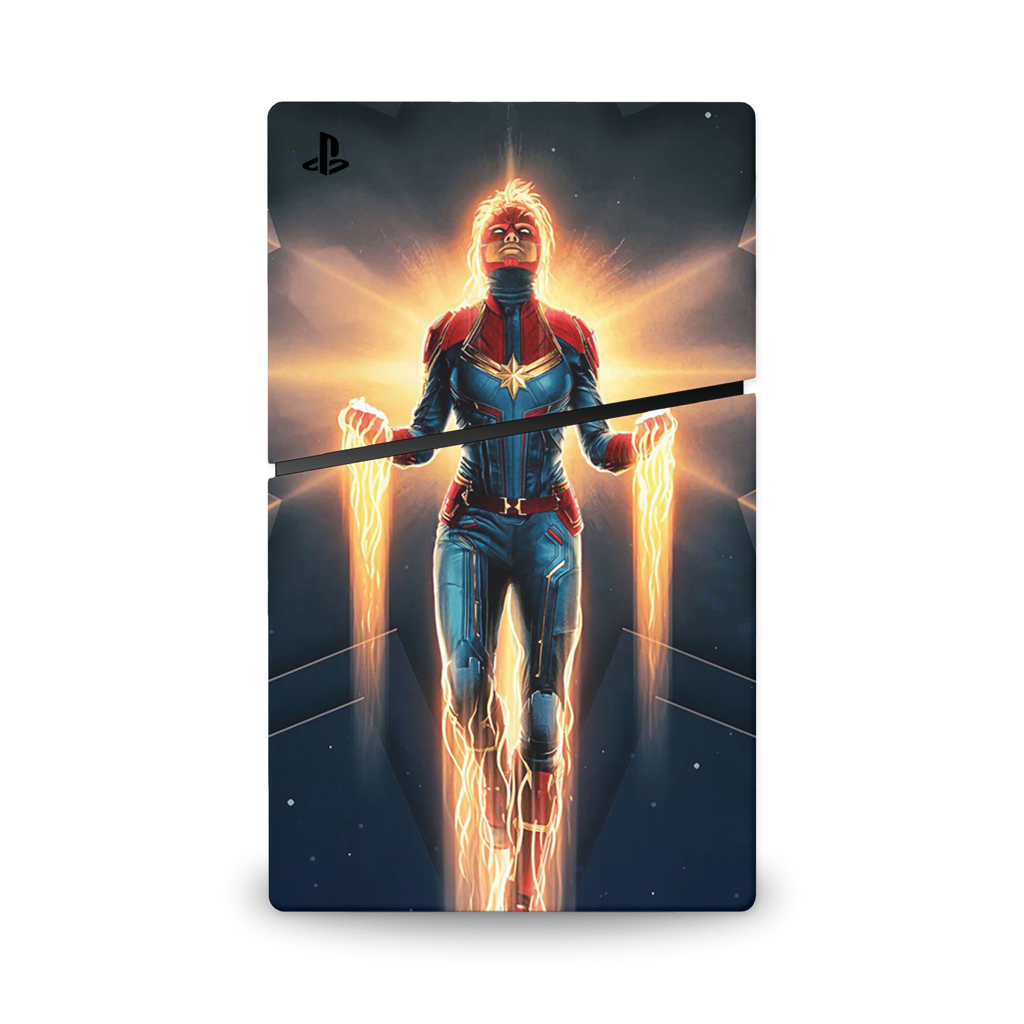 A video game skin featuring a Cosmic Protector 4 design for the PS5 Slim.