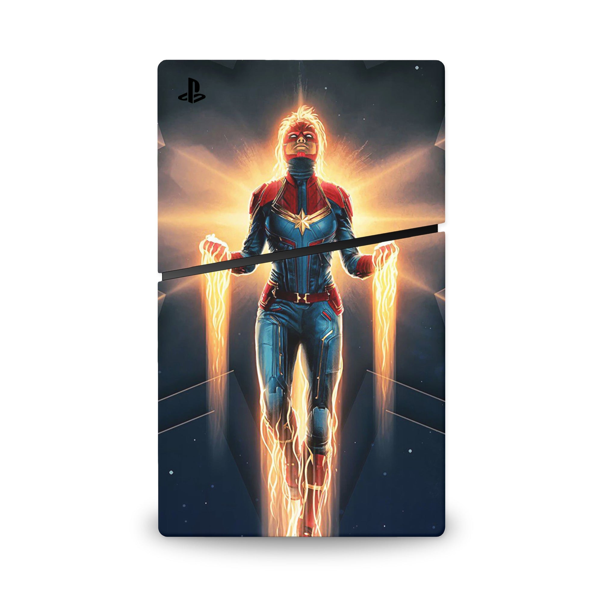 A video game skin featuring a Cosmic Protector 4 design for the PS5 Slim Digital.