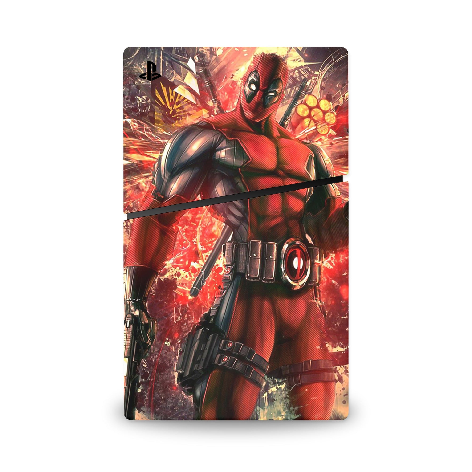 A video game skin featuring a Wisecracking Mercenary 2 design for the PS5 Slim Digital.