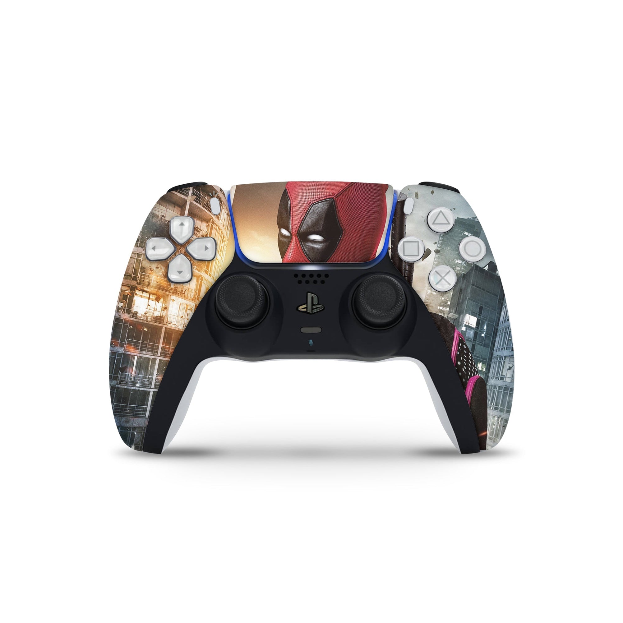 A video game skin featuring a Wisecracking Mercenary 4 design for the PS5 Controller.