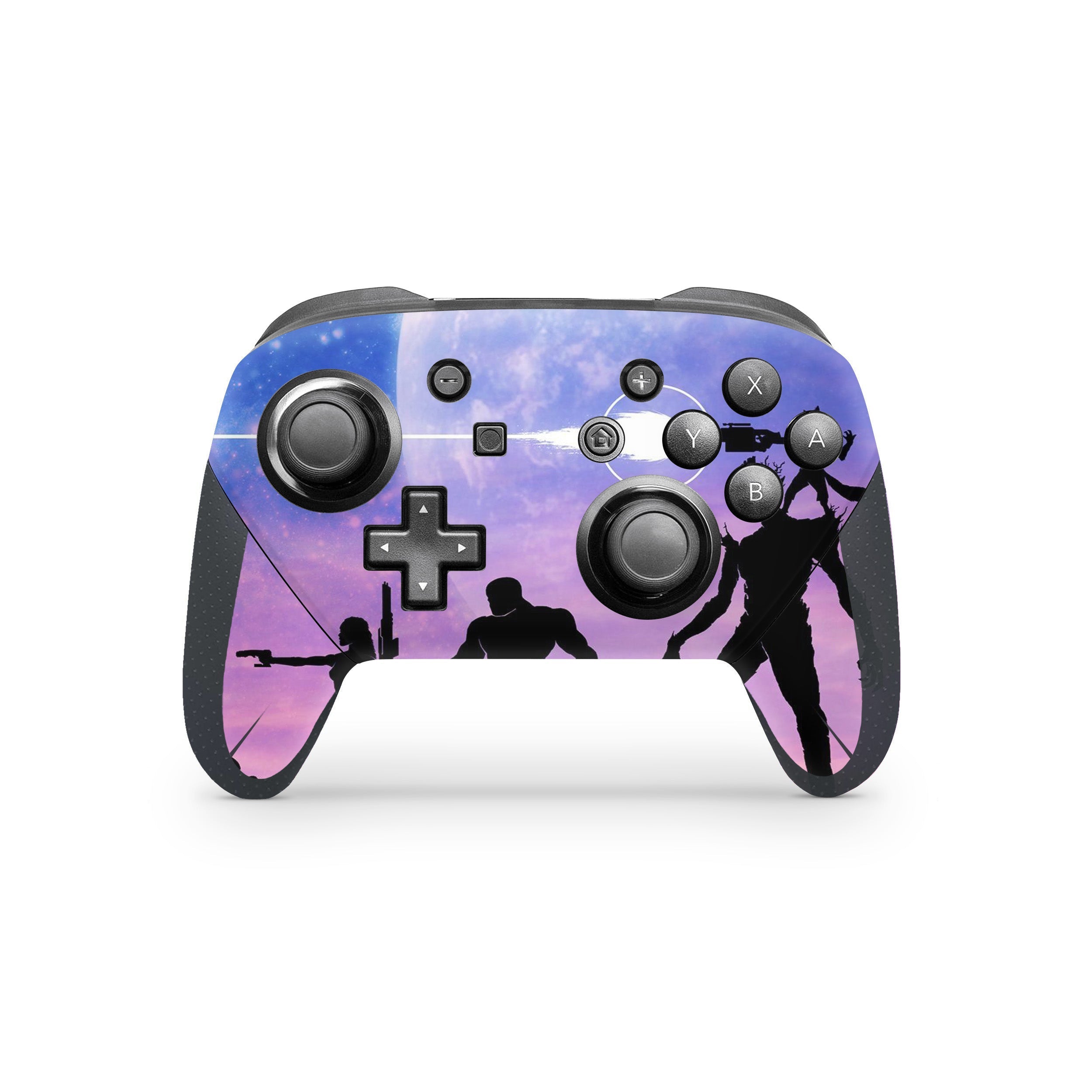 A video game skin featuring a Space Guardian Misfits 1 design for the Nintendo Switch Pro Controller.