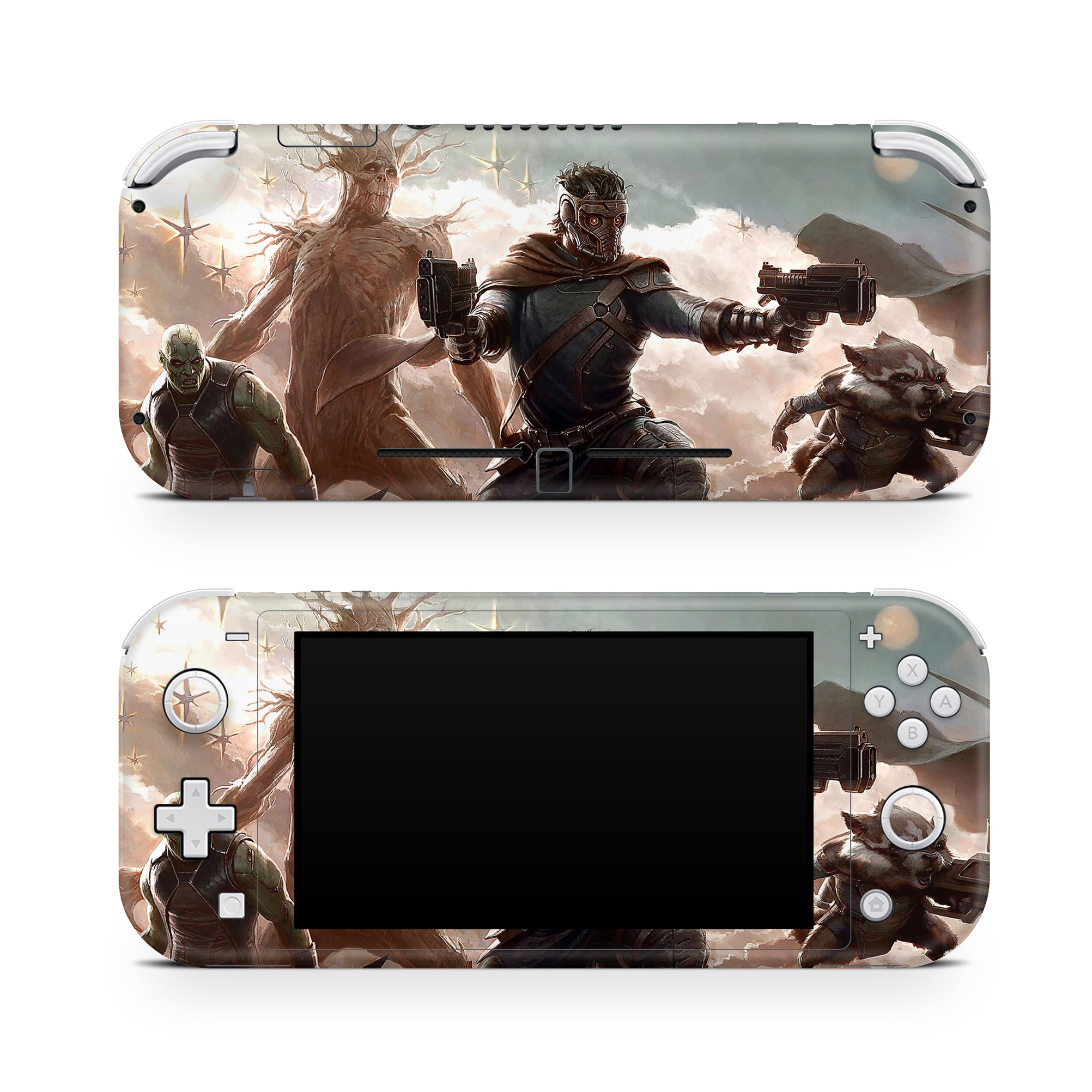 A video game skin featuring a Space Guardian Misfits 5 design for the Nintendo Switch Lite.