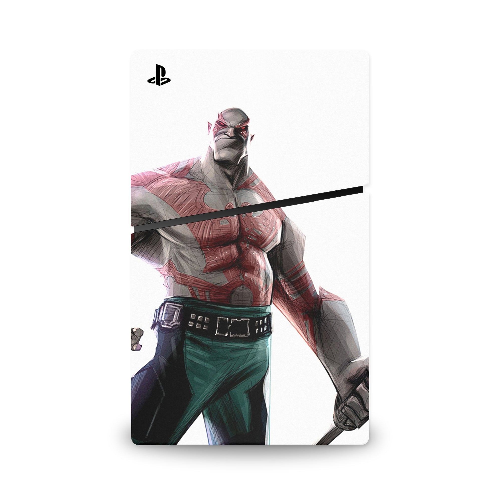 A video game skin featuring a Destroyer Warrior 3 design for the PS5 Slim.