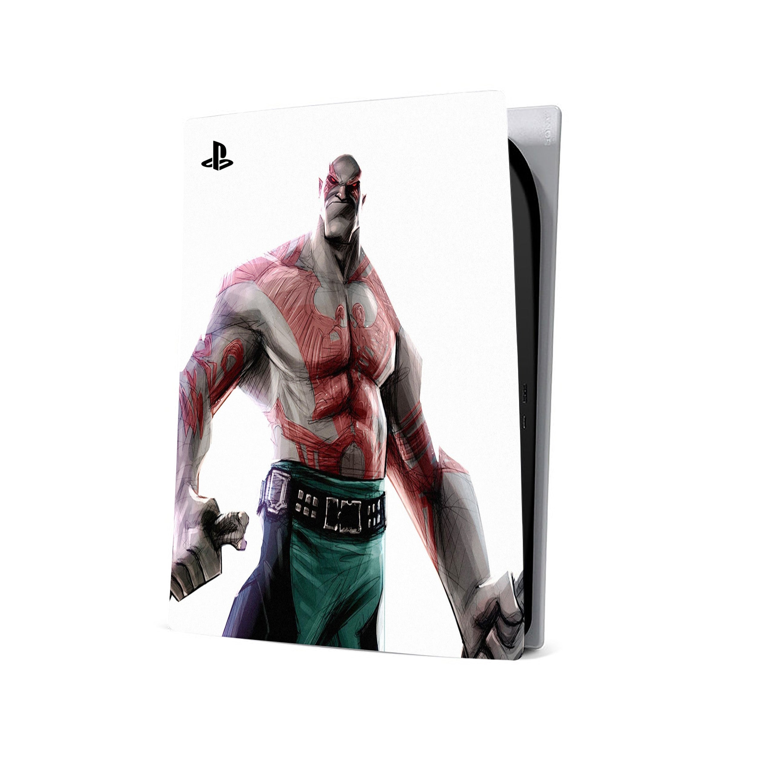 A video game skin featuring a Destroyer Warrior 3 design for the PS5 Digital.